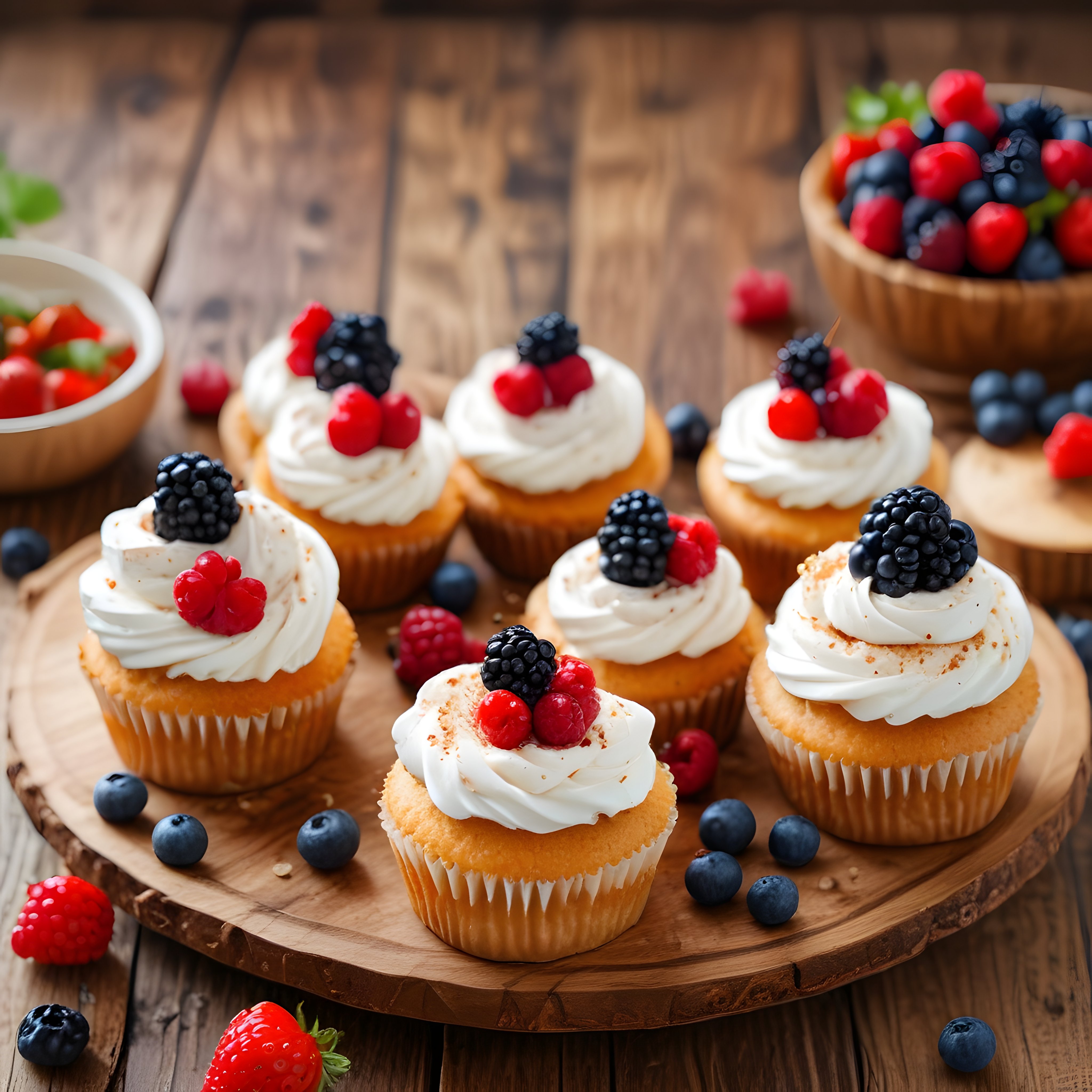 Taze Böğürtlen ve Ahududulu Kremalı Cupcakeler: Doğal Tatlı Keyfi