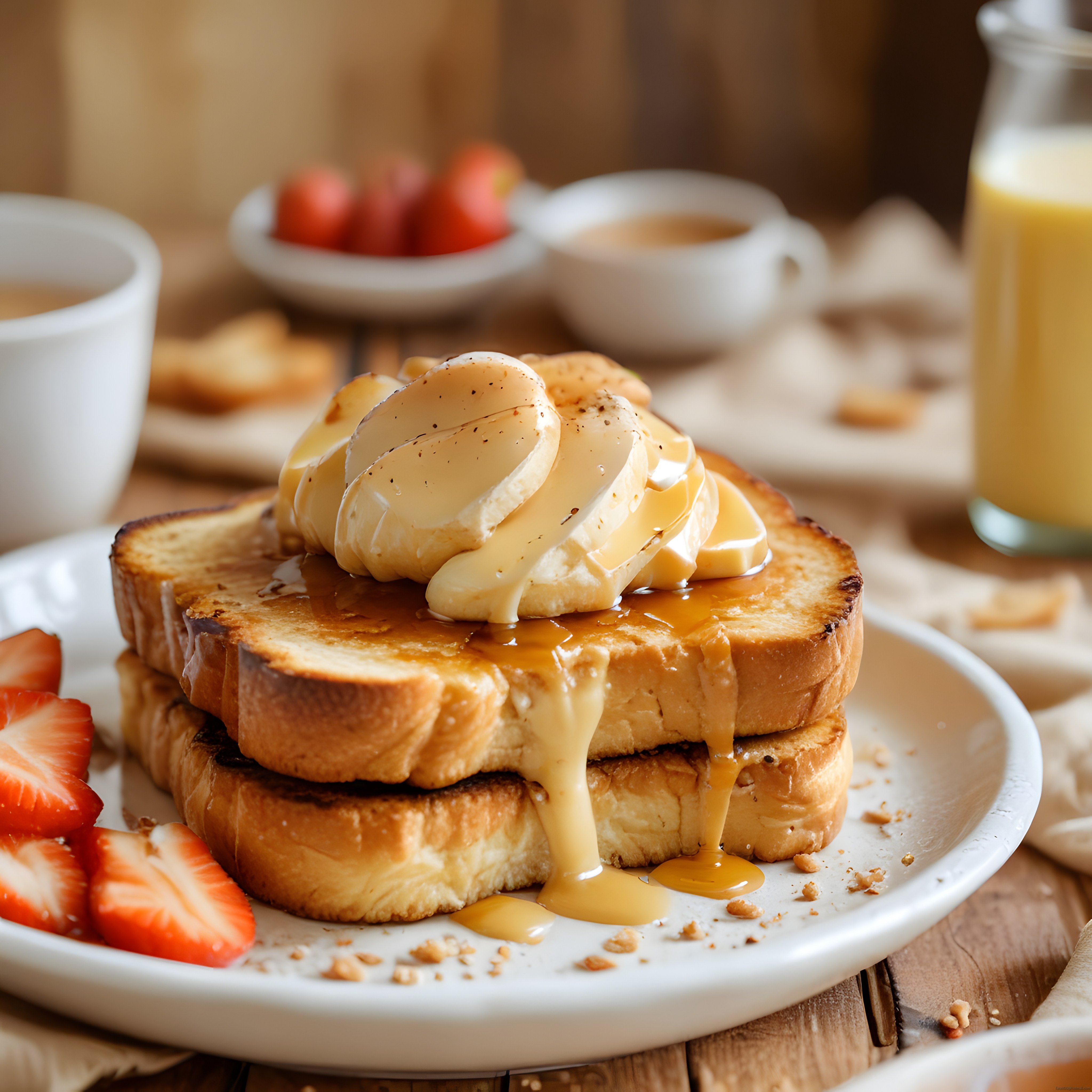 Taze Çilek ve Karamel Soslu French Toast ile Hafta Sonu Kahvaltısı