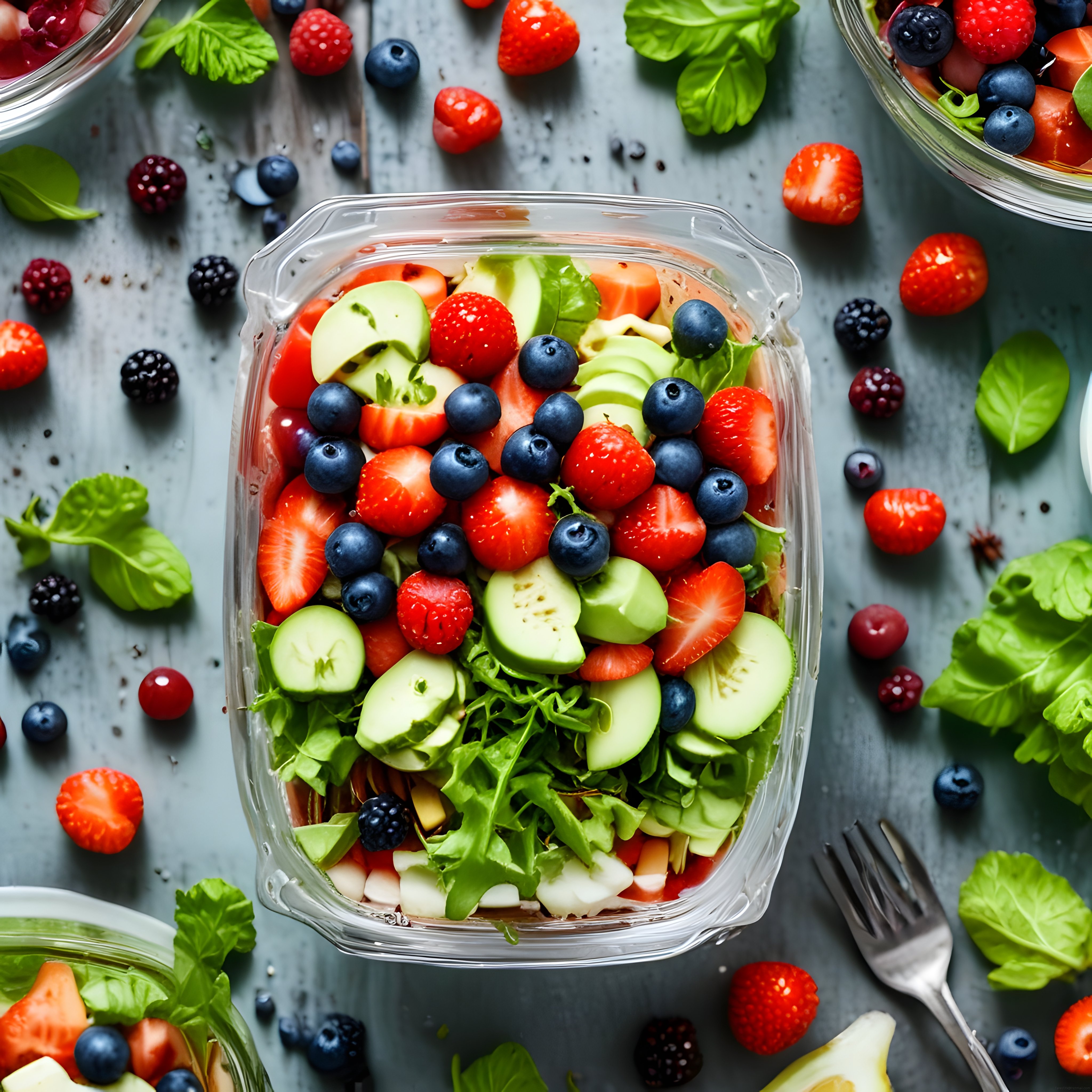 Taze Çilek Yaban Mersini ve Avokadolu Vitamin Deposu Sağlıklı Salata