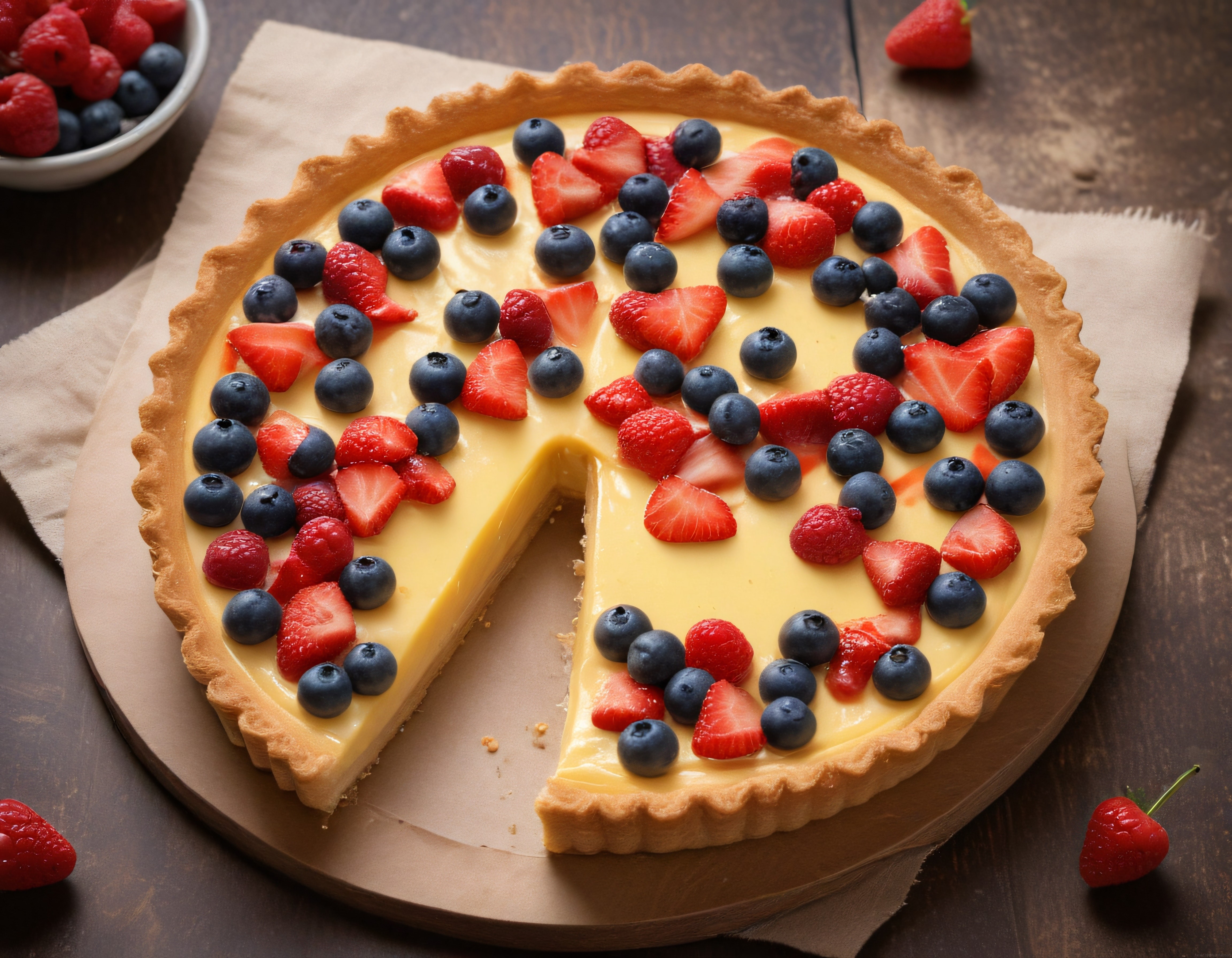 Taze Çilekli Yaban Mersinli Kremalı Tart: Nefis ve Pratik Tatlı
