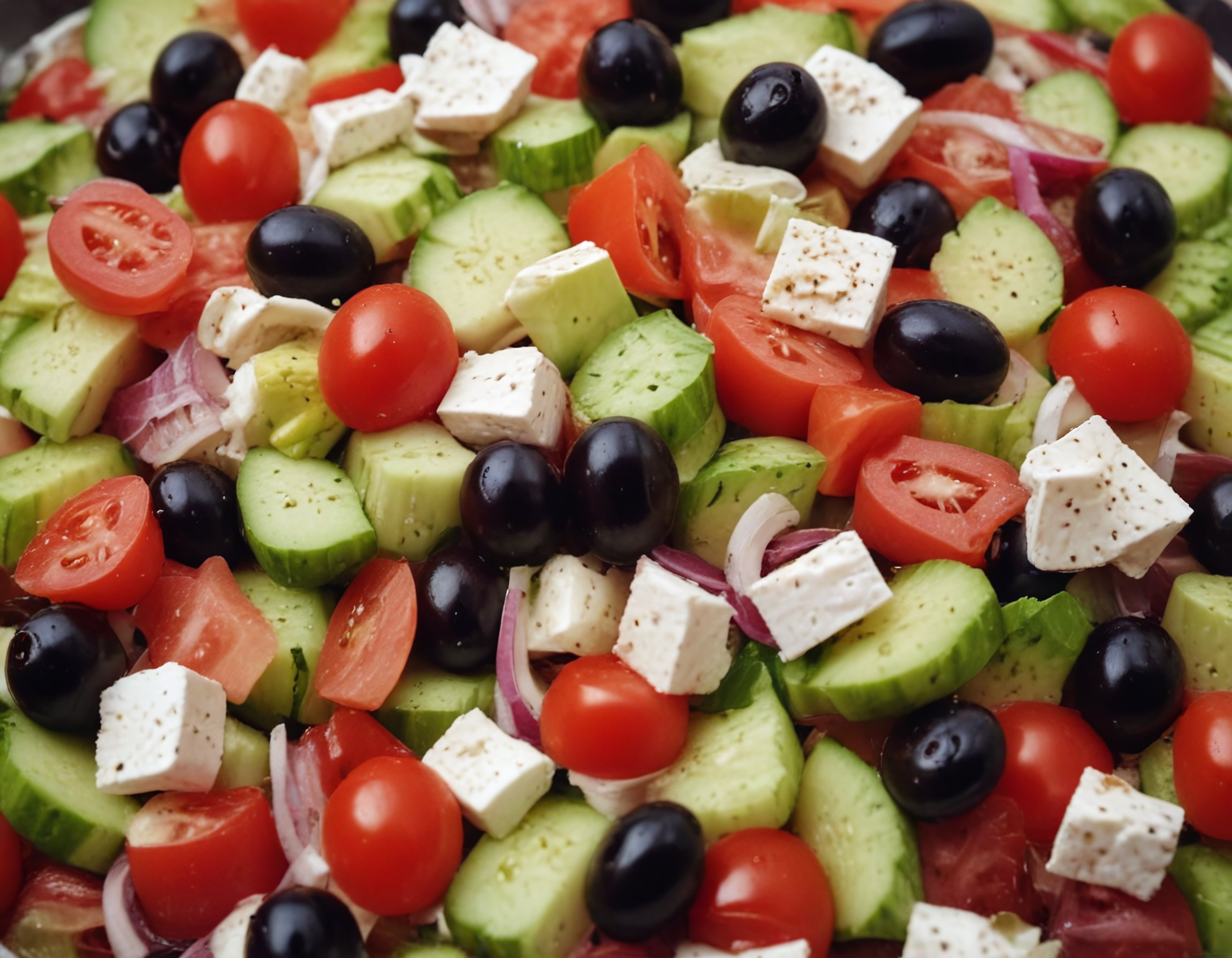 Taze Domates, Salatalık ve Zeytinli Akdeniz Salatası Tarifi