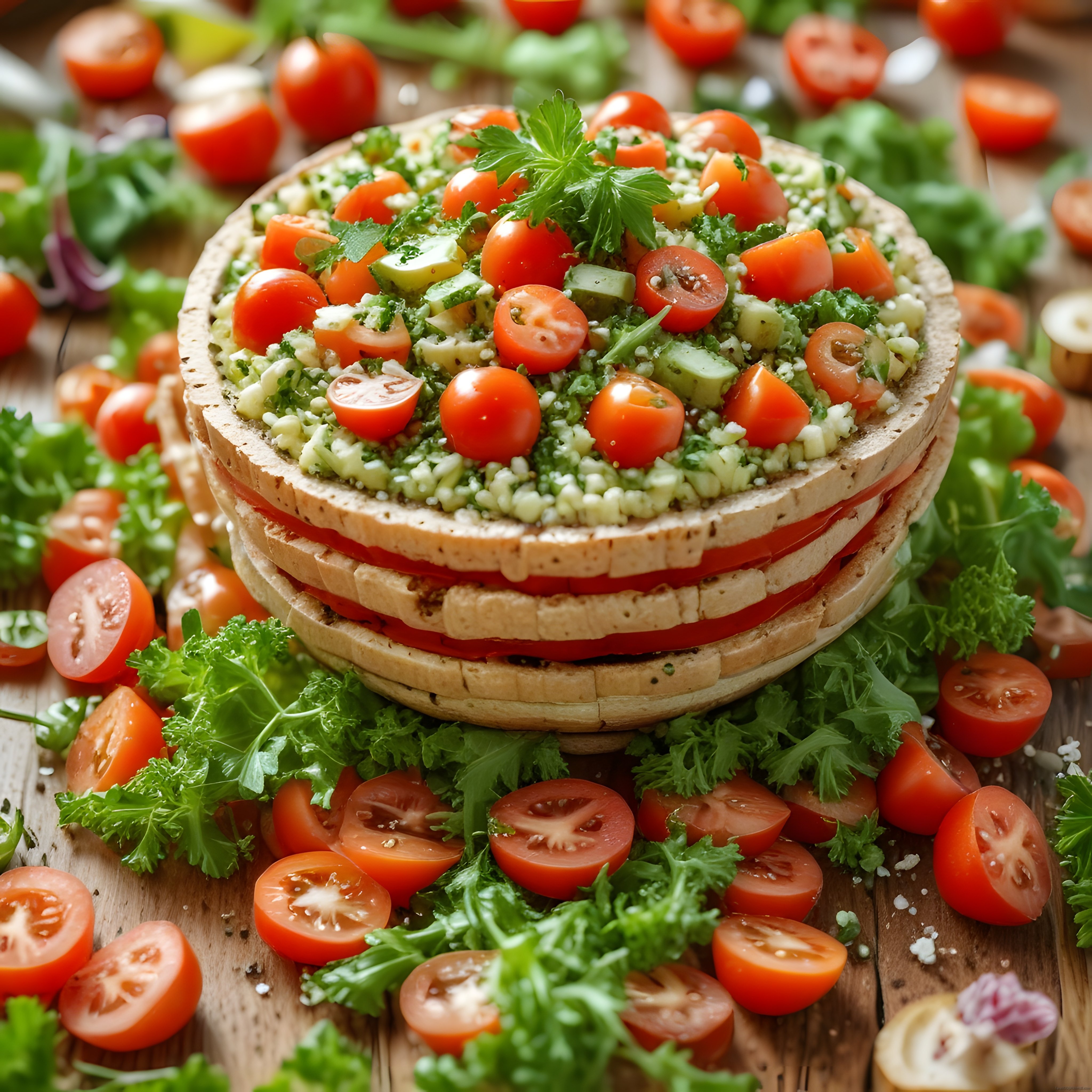 Taze domates ve avokadolu katmanlı sandviç pastası: sağlıklı kahvaltılık ekmek pastası tarifi