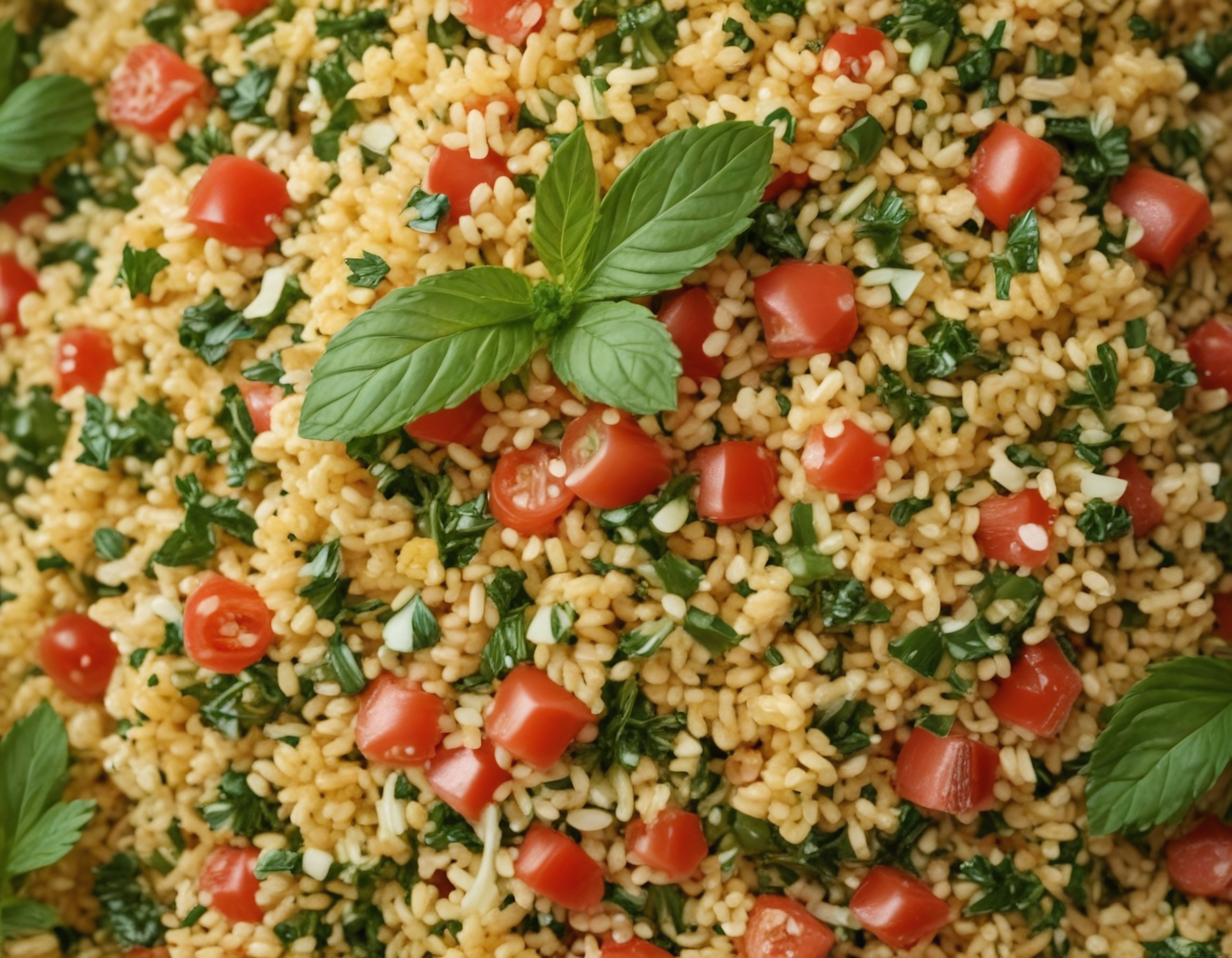 taze domates ve fesleğenli kuskos salatası sağlıklı ve renkli tarif