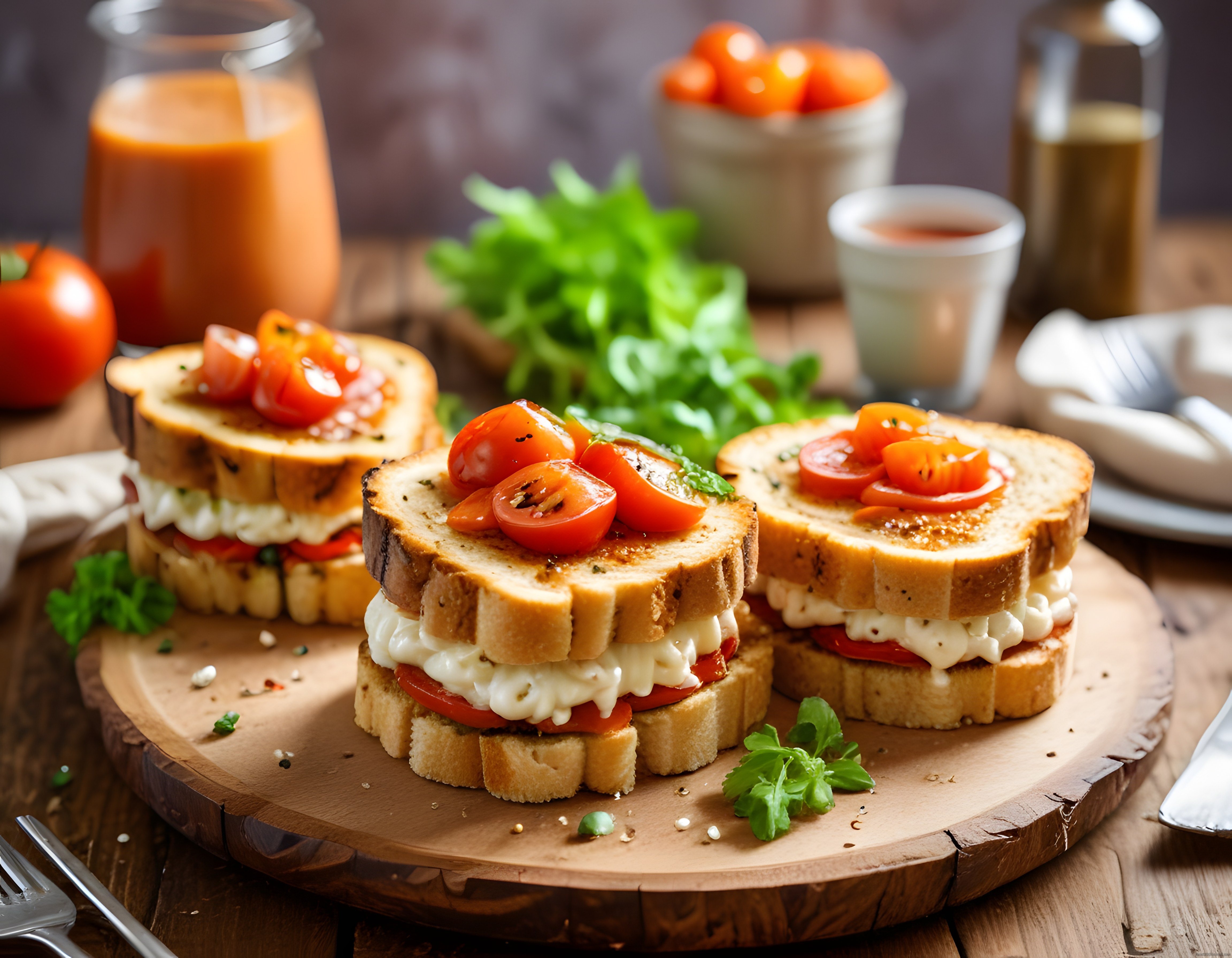 Taze Domates ve Peynirli Ekmek Üstü Kahvaltılık Lezzetler
