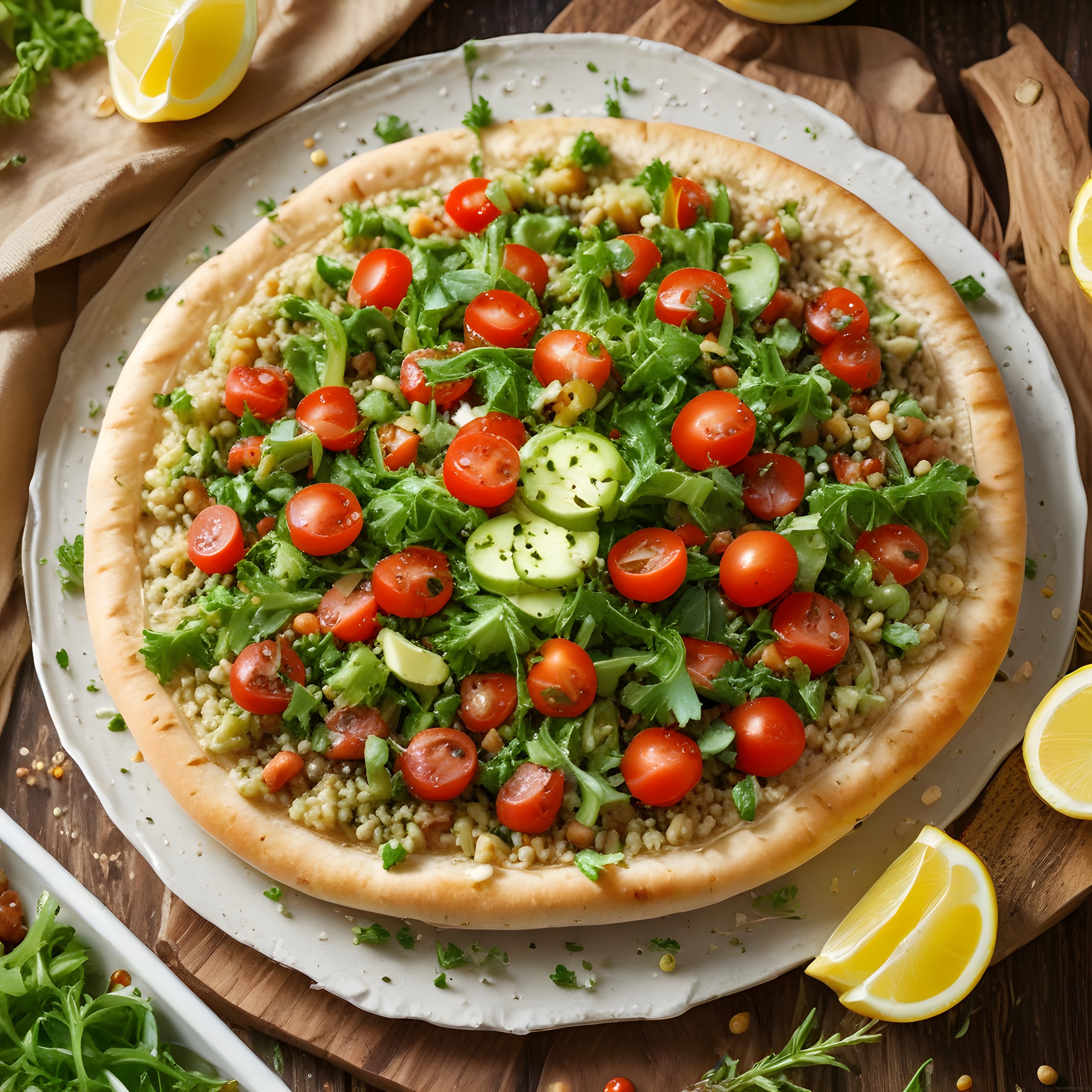 Taze domates ve rokayla bezeli ev yapımı besleyici pizza tarifi