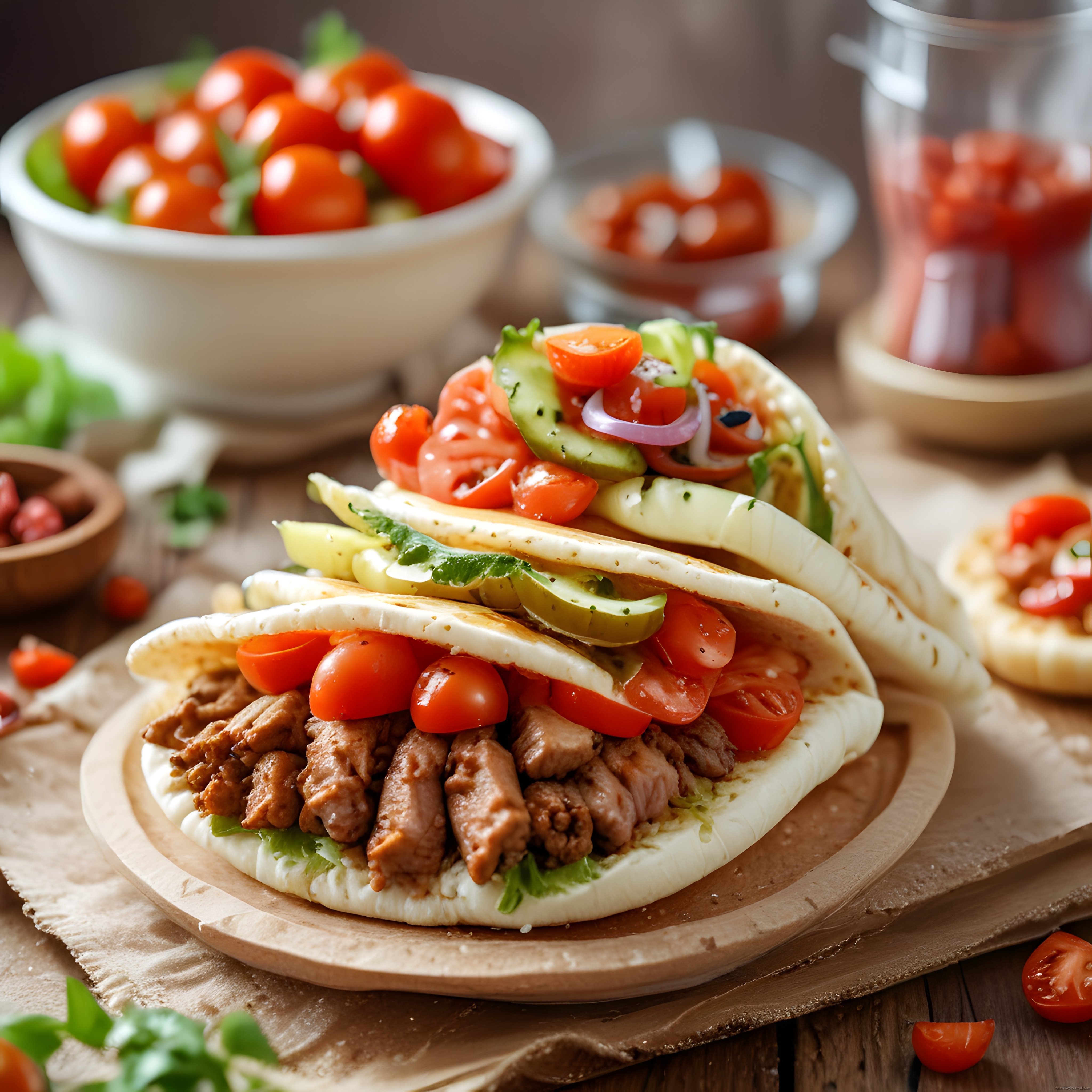 taze domates ve salatalıklı ev yapımı et dürüm taco sunumu ve tarif önerisi