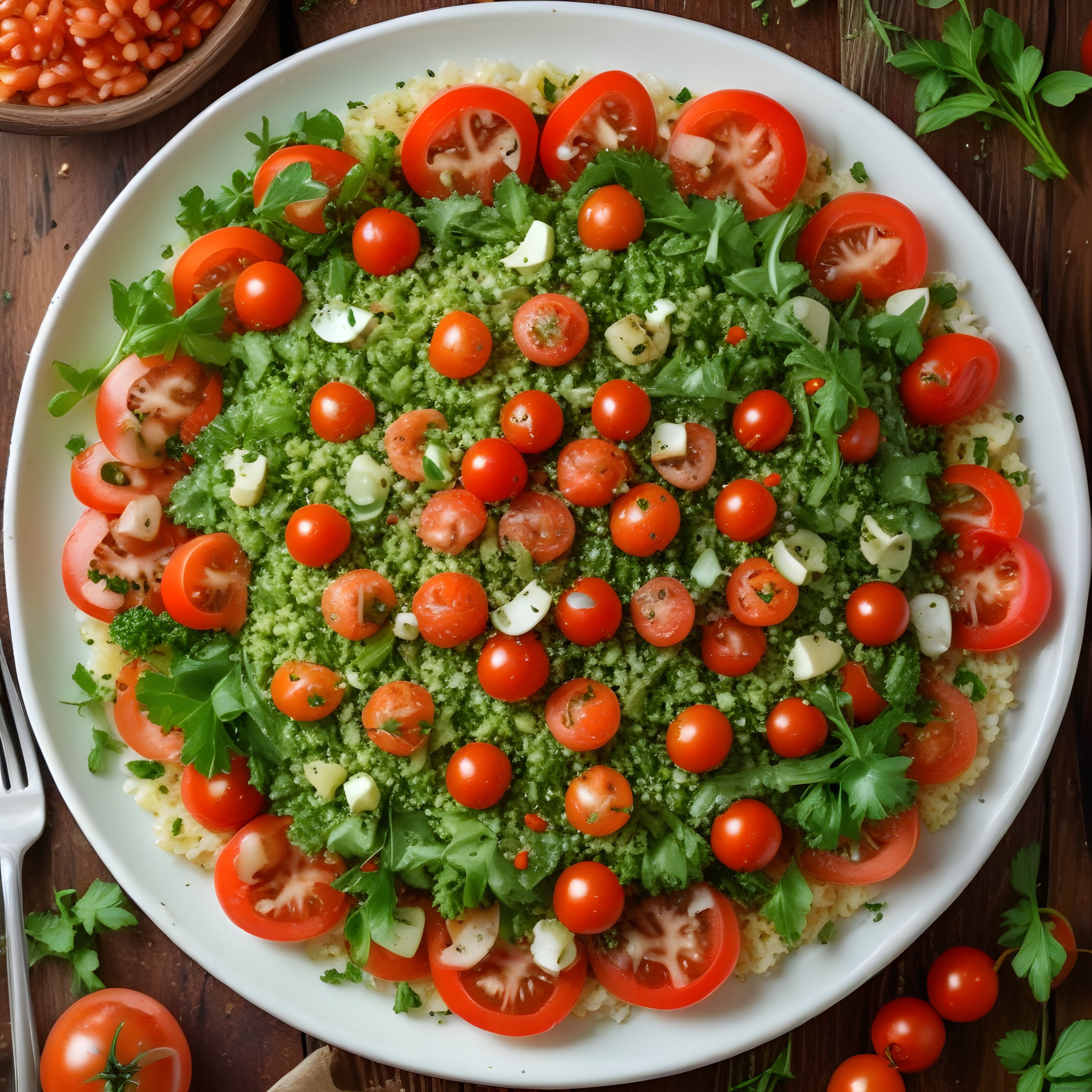 Taze Domates ve Yeşil Soslu Bulgur Salatası: Sağlıklı ve Renkli Tarif