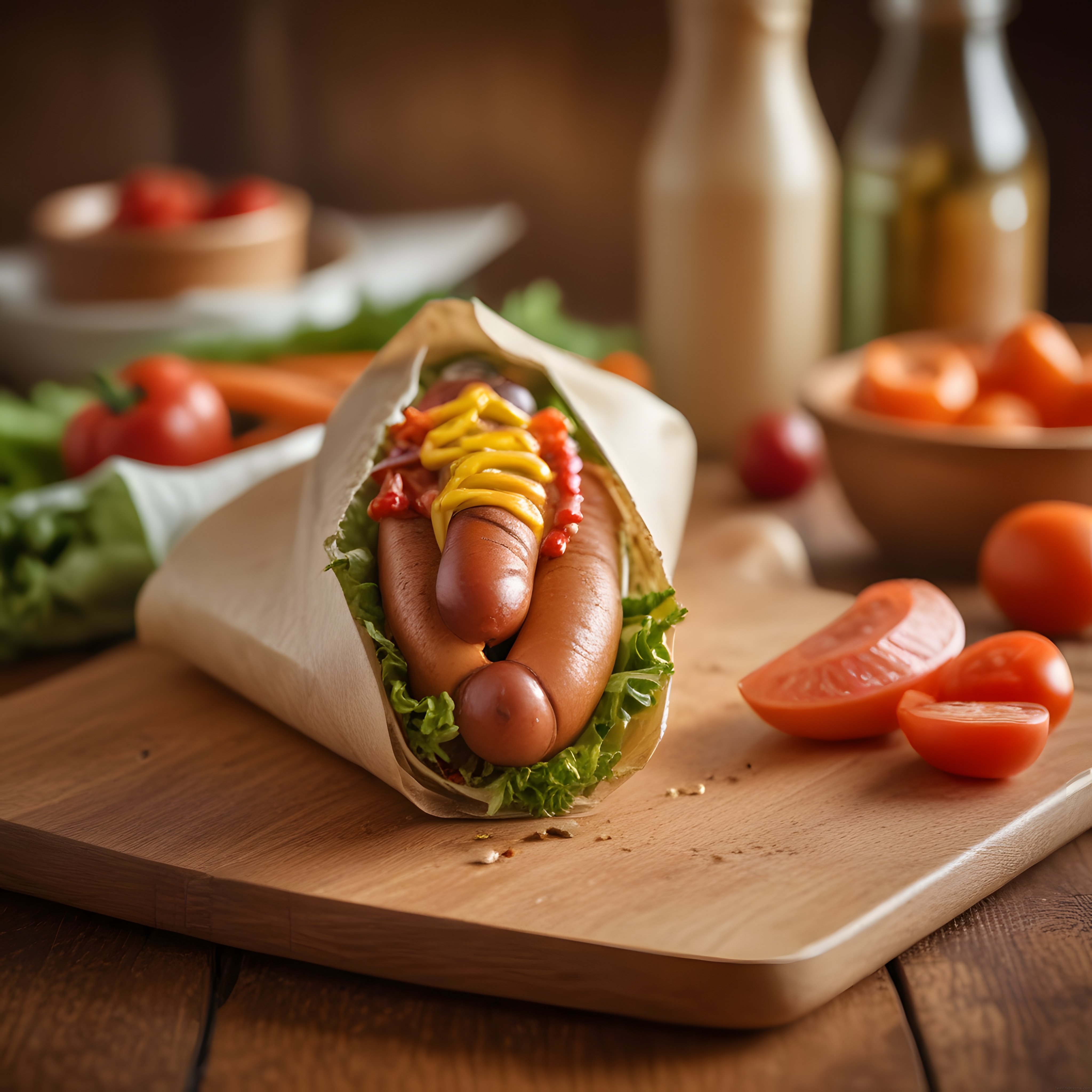 Taze Domatesler Eşliğinde Hardal ve Ketçaplı Sosisli Hot Dog Tarifi