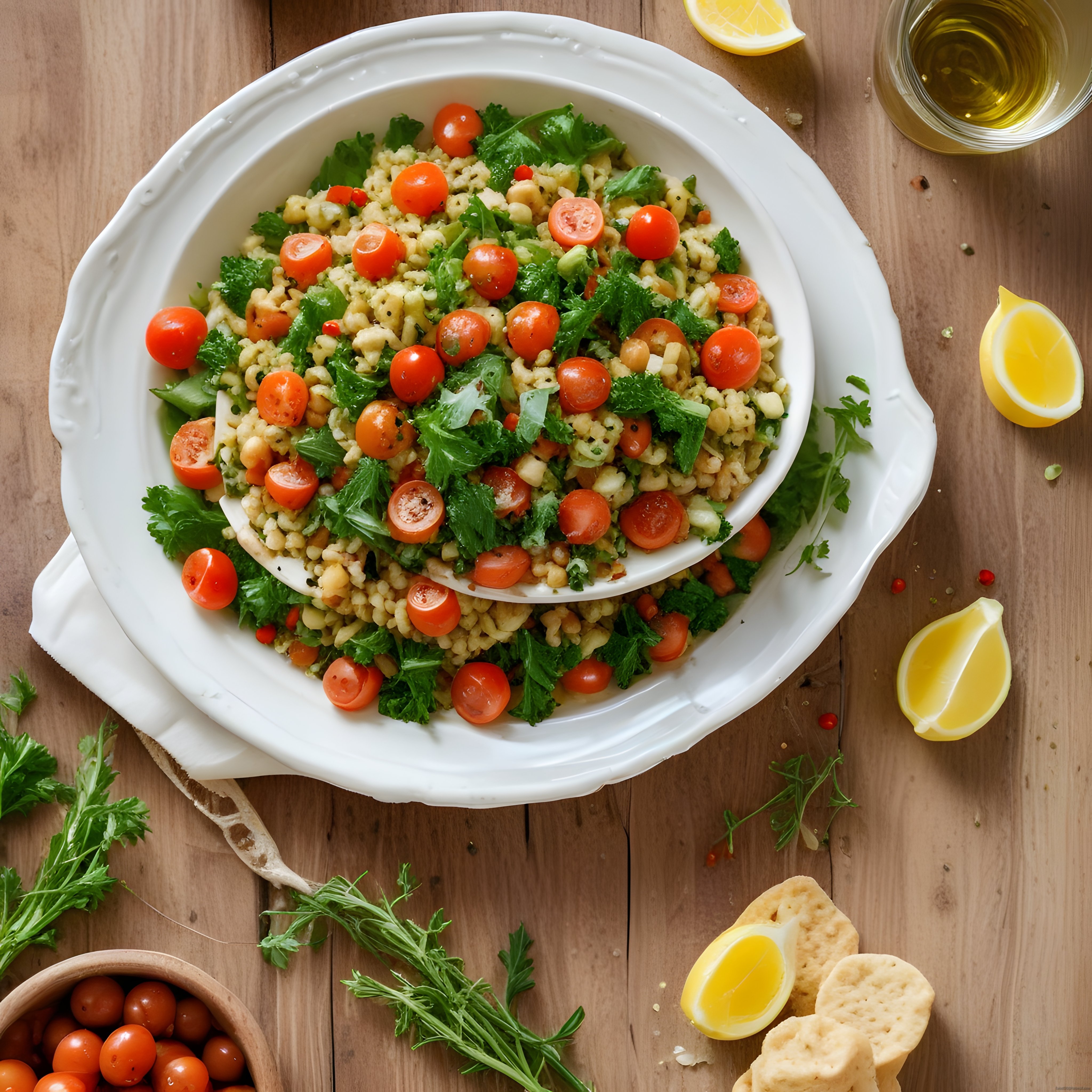Taze Domatesli Nohutlu Bulgur Salatası ve Limon Soslu Sağlıklı Tarif