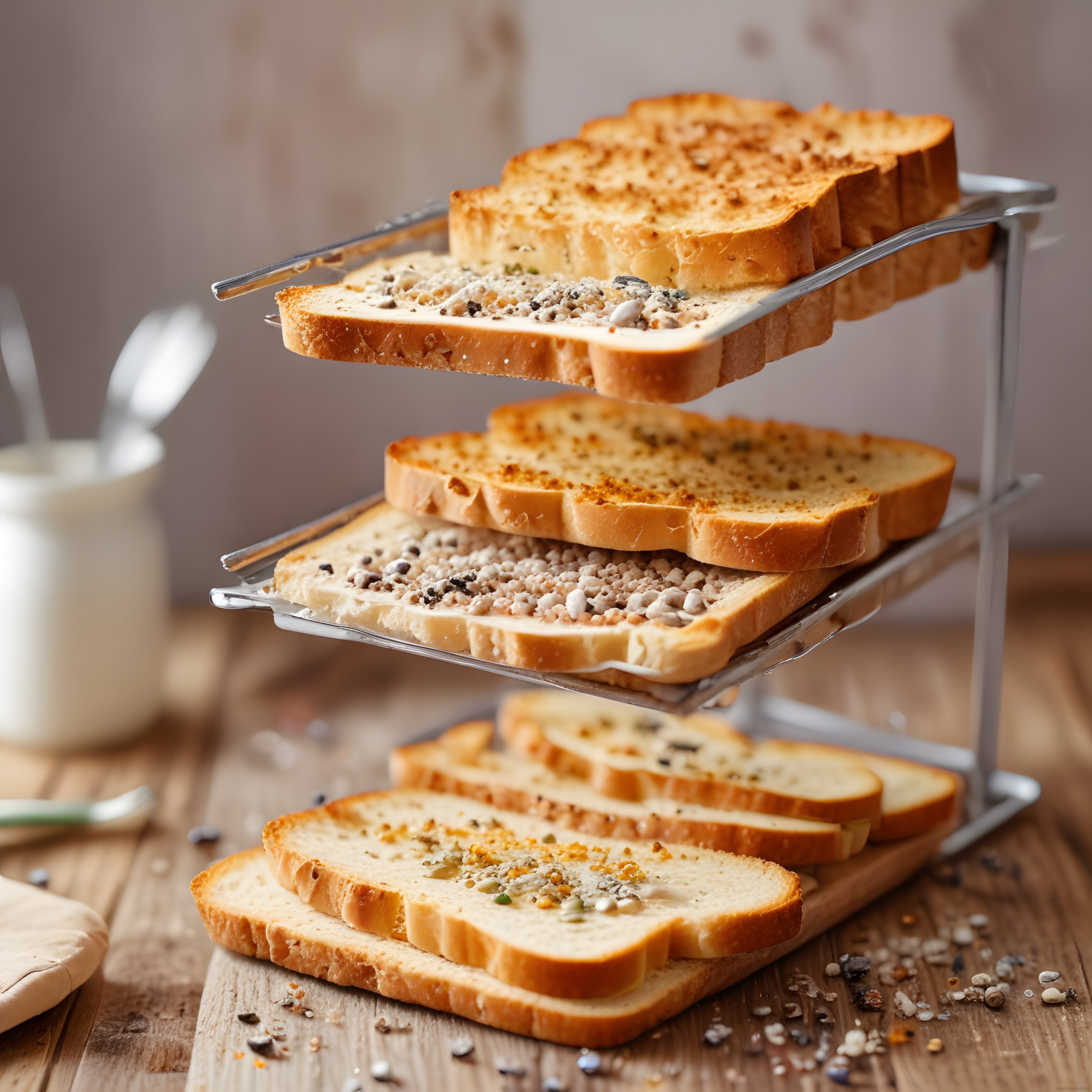 Taze Ekmek Üzerine Serpilmiş Baharatlarla Ev Yapımı Kahvaltı Keyfi