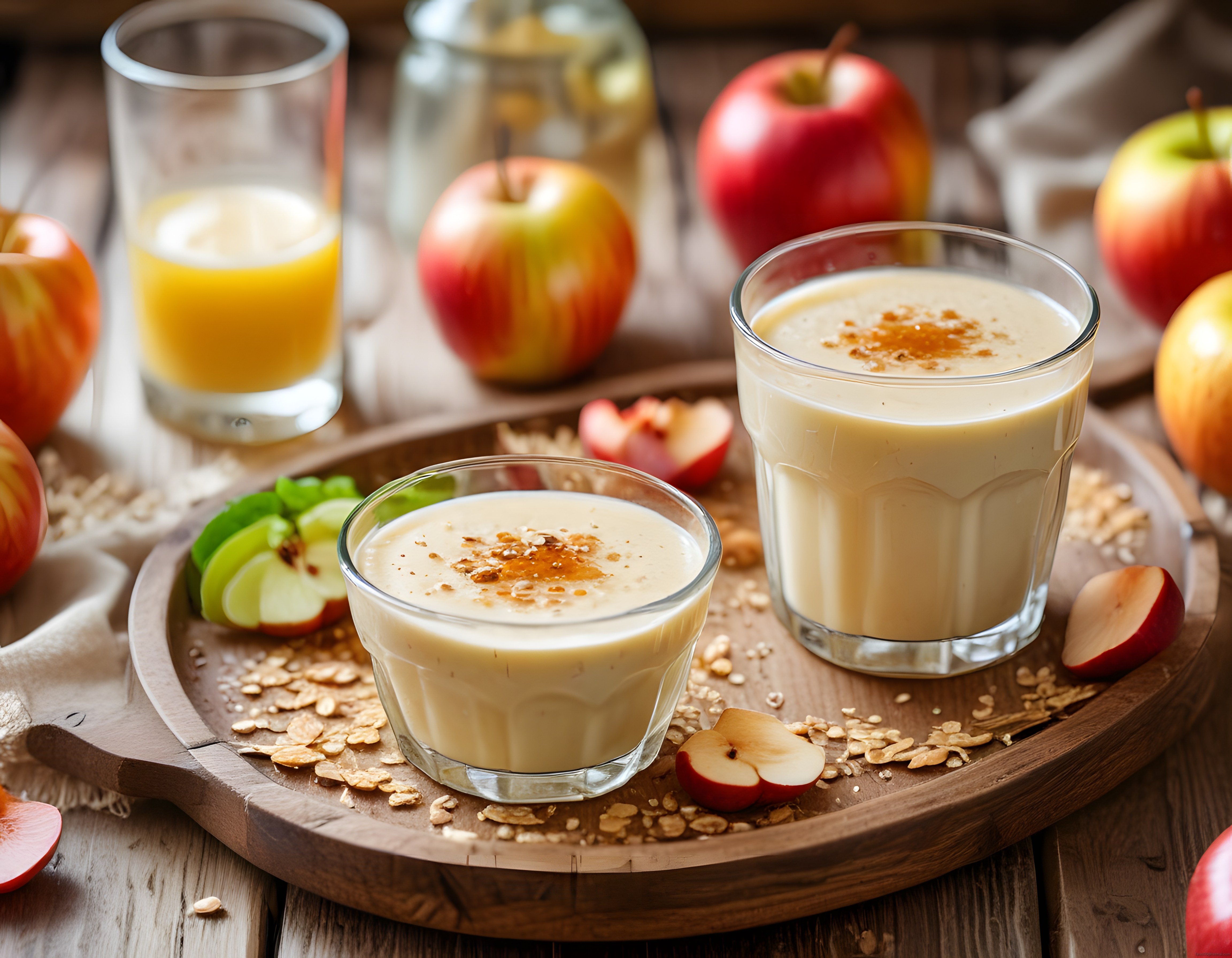 Taze Elmalı Yulaflı Ballı Kahvaltılık Smoothie Tarifi ve Sunumu
