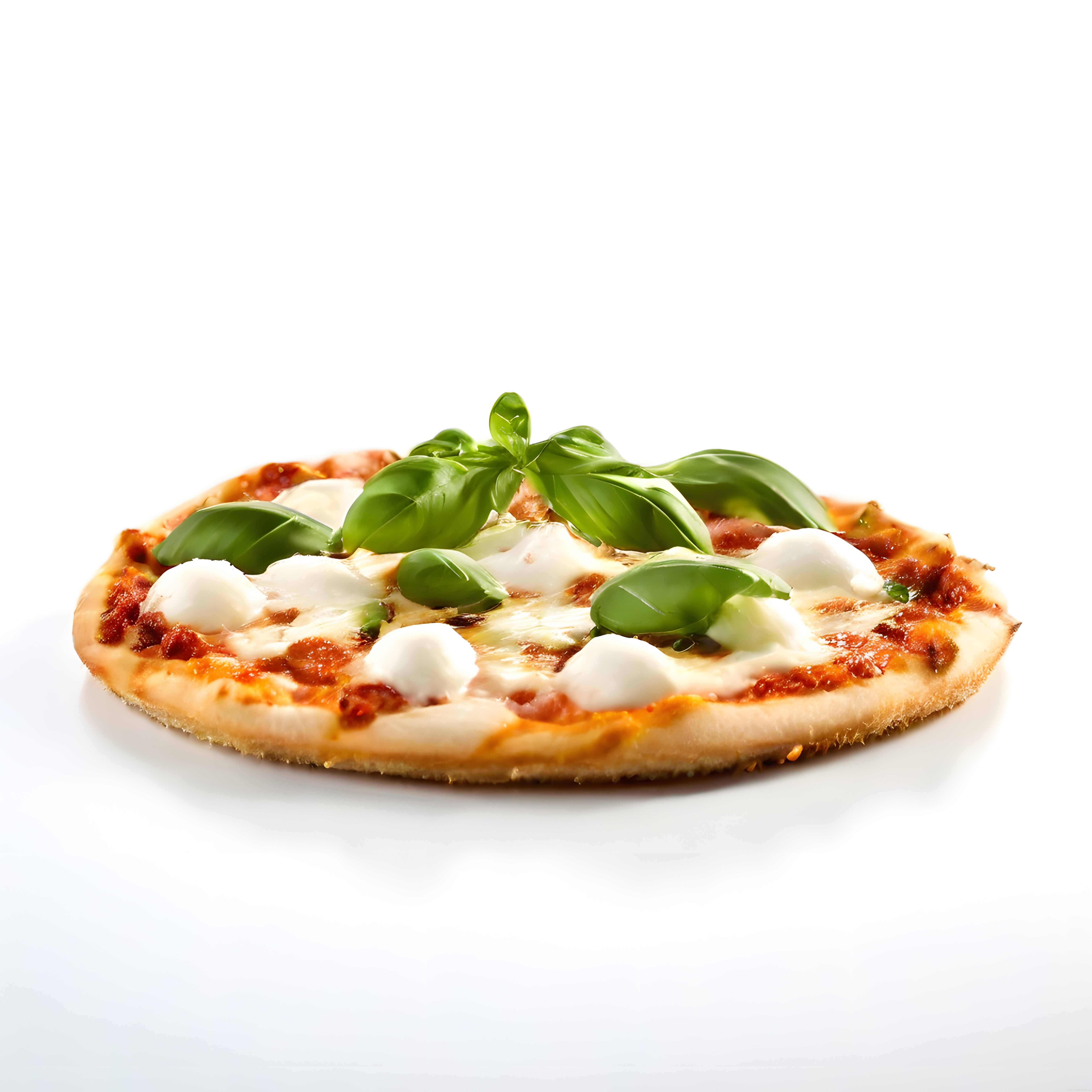 Taze Fesleğen ve Mozzarella ile Süslenmiş İtalyan Margherita Pizza