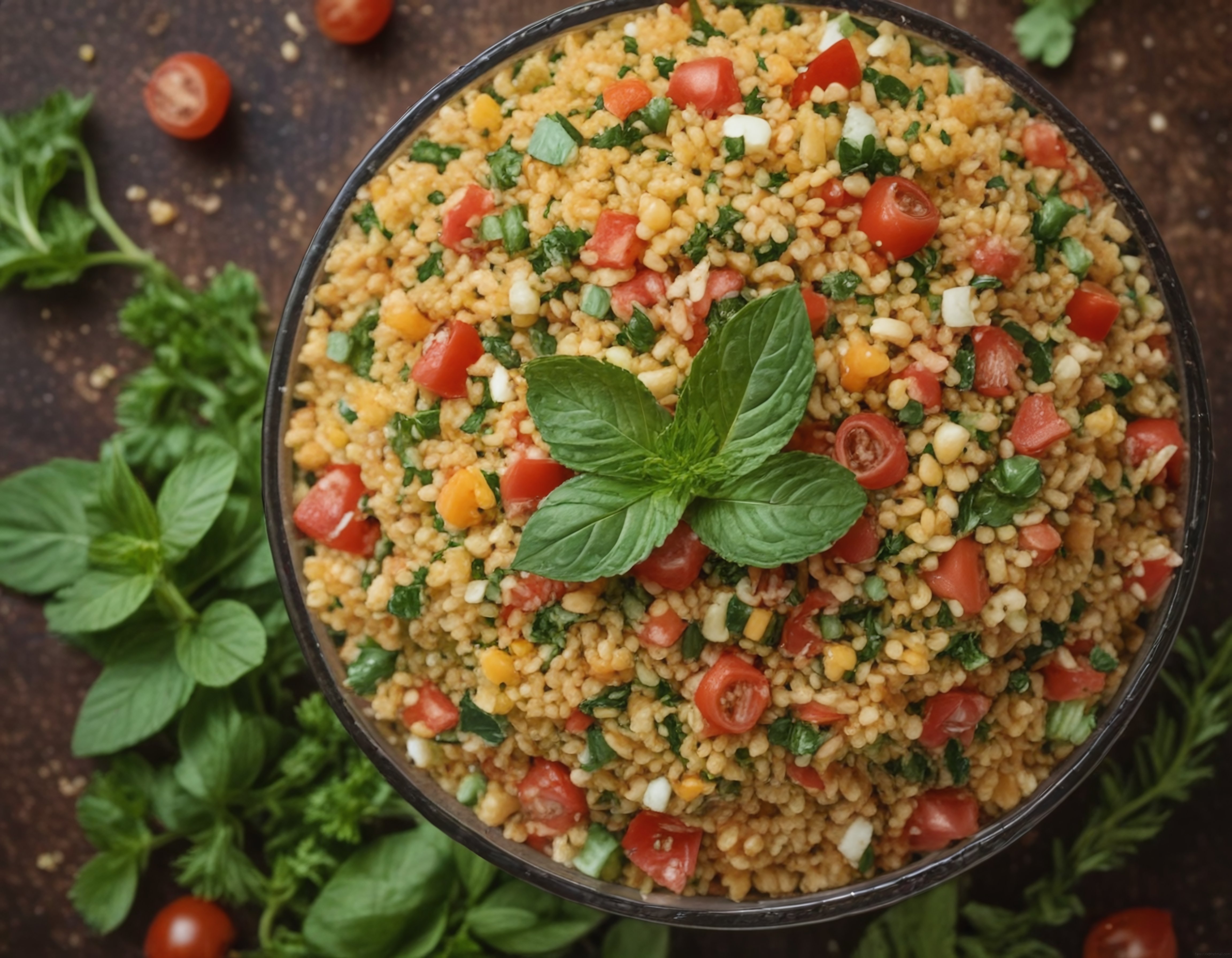 Taze Fesleğenli ve Domatesli Kısır Salata Tarifi - Sağlıklı ve Lezzetli