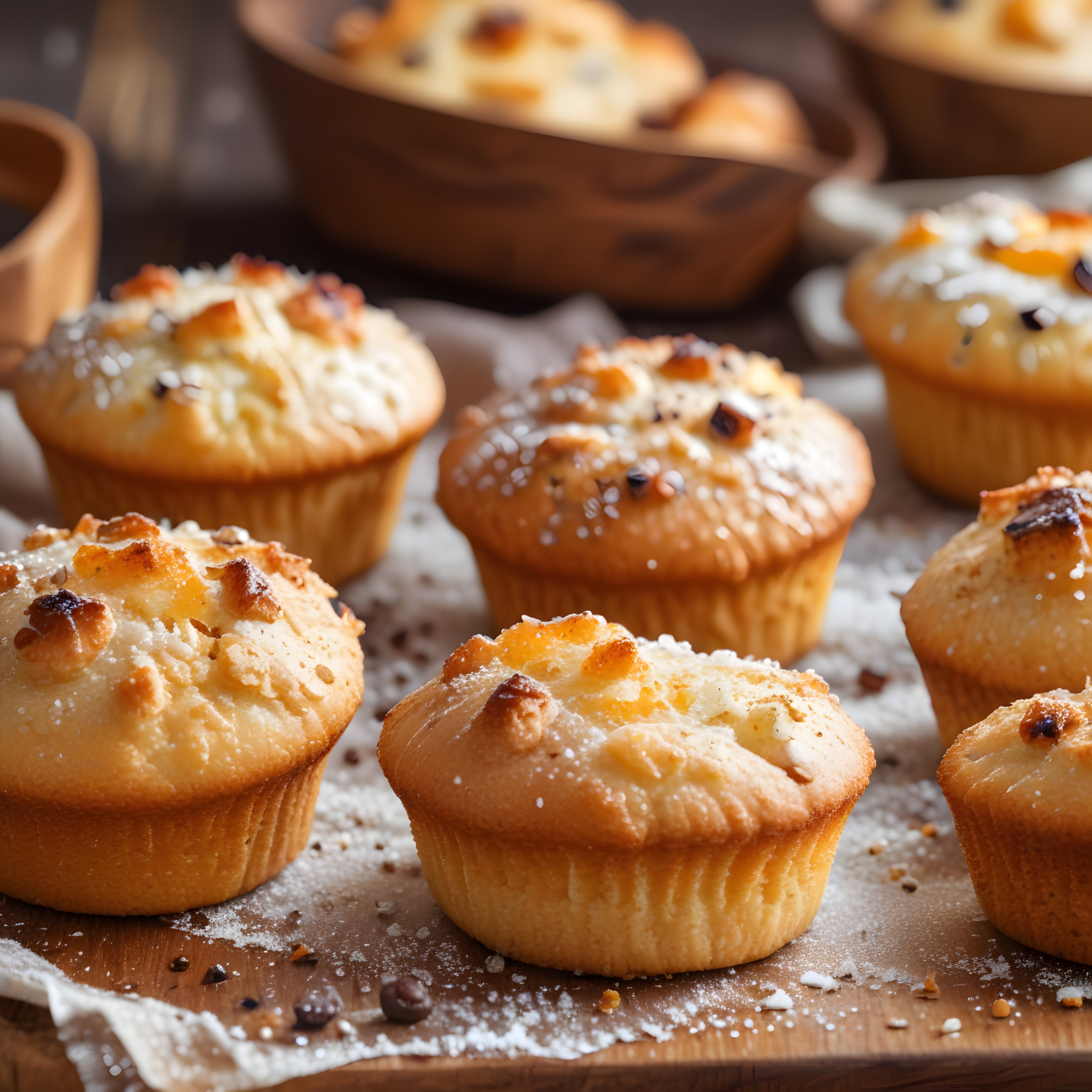 Taze Fırın Muffinler: Ev Yapımı, Üzeri Kızarmış ve Tereyağlı Lezzet