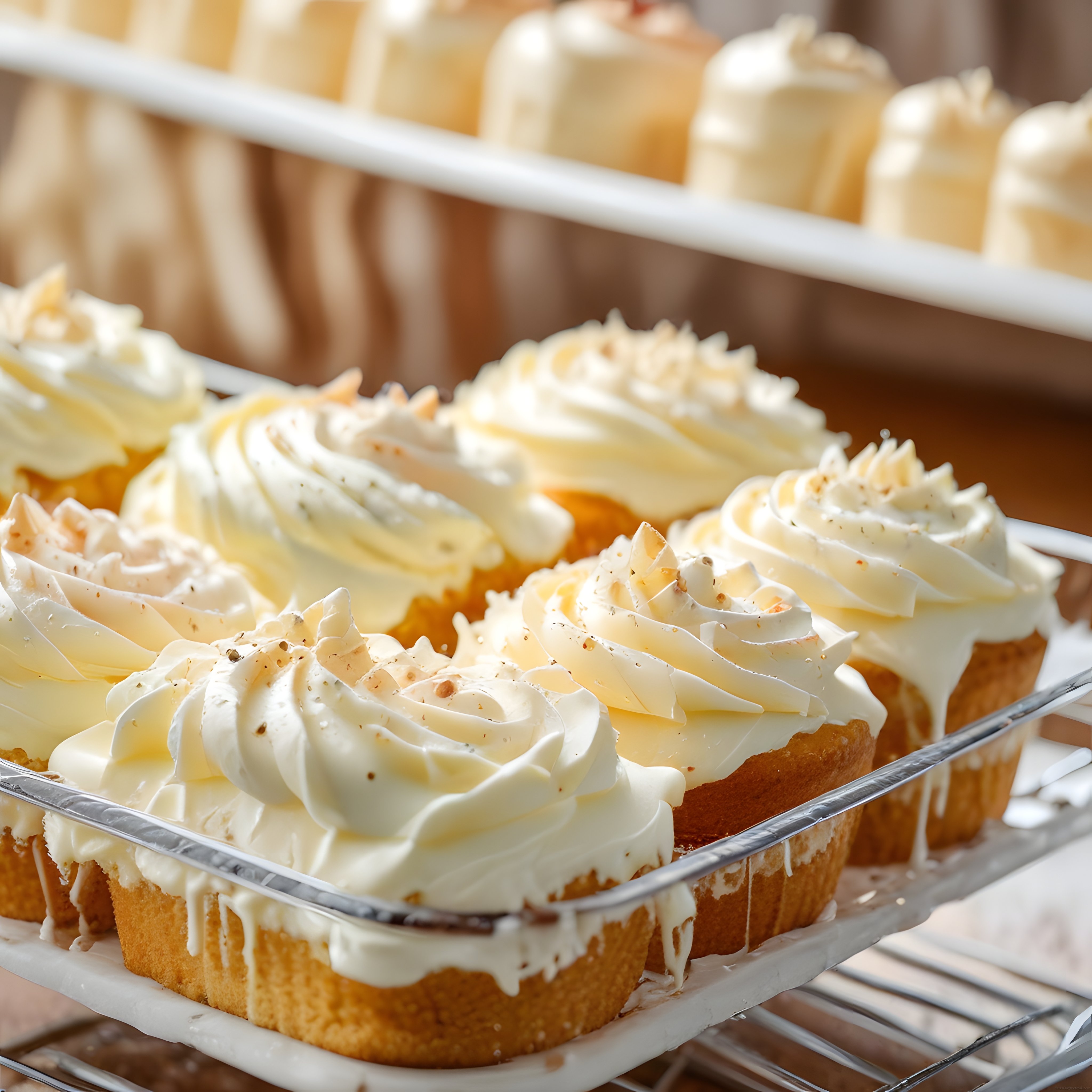 Taze Fırından Çıkmış Beyaz Kremalı Cupcake'ler: Pastane Lezzeti