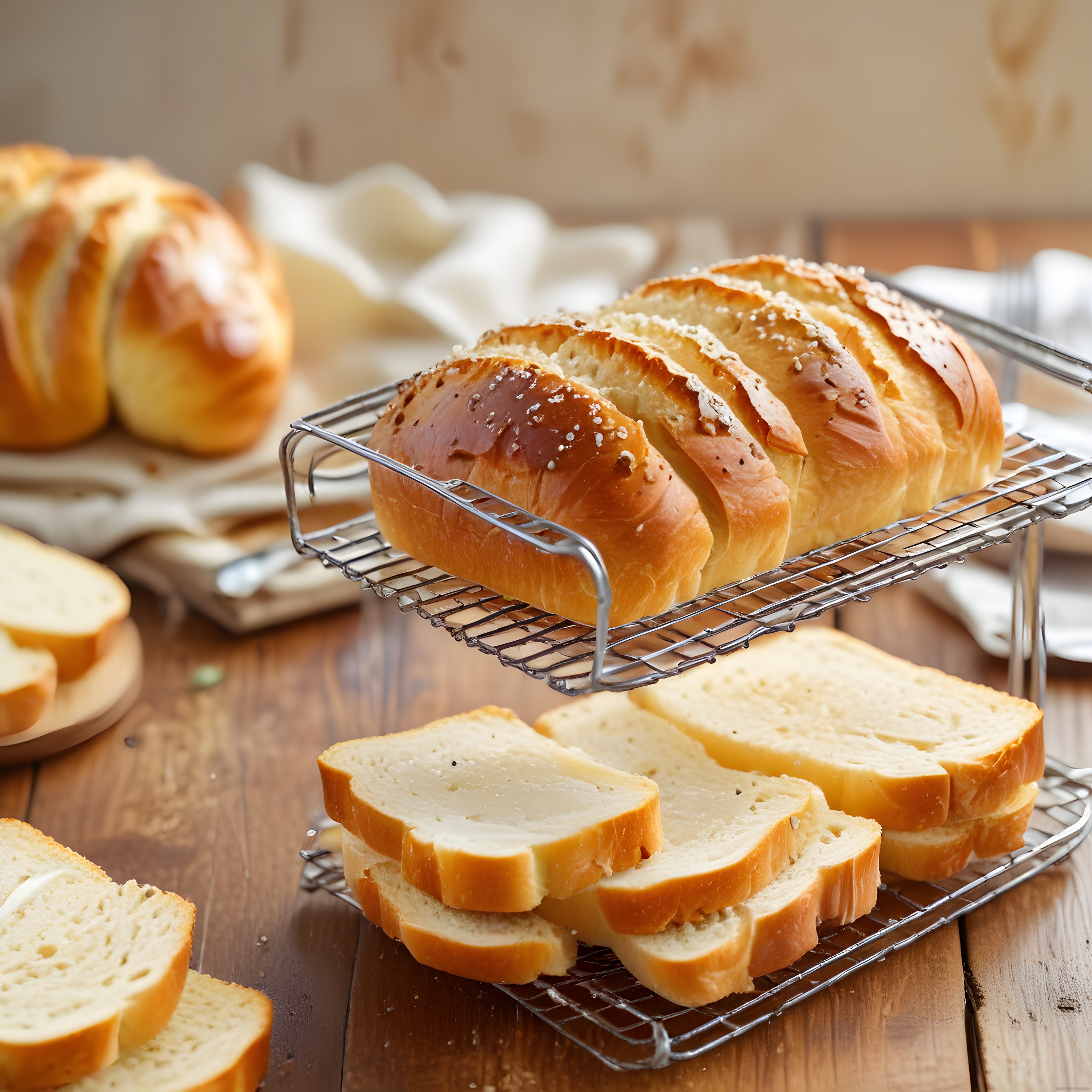 Taze Fırından Çıkmış Ev Yapımı Ekmek ve Dilimlenmiş Tost Ekmeği Sunumu