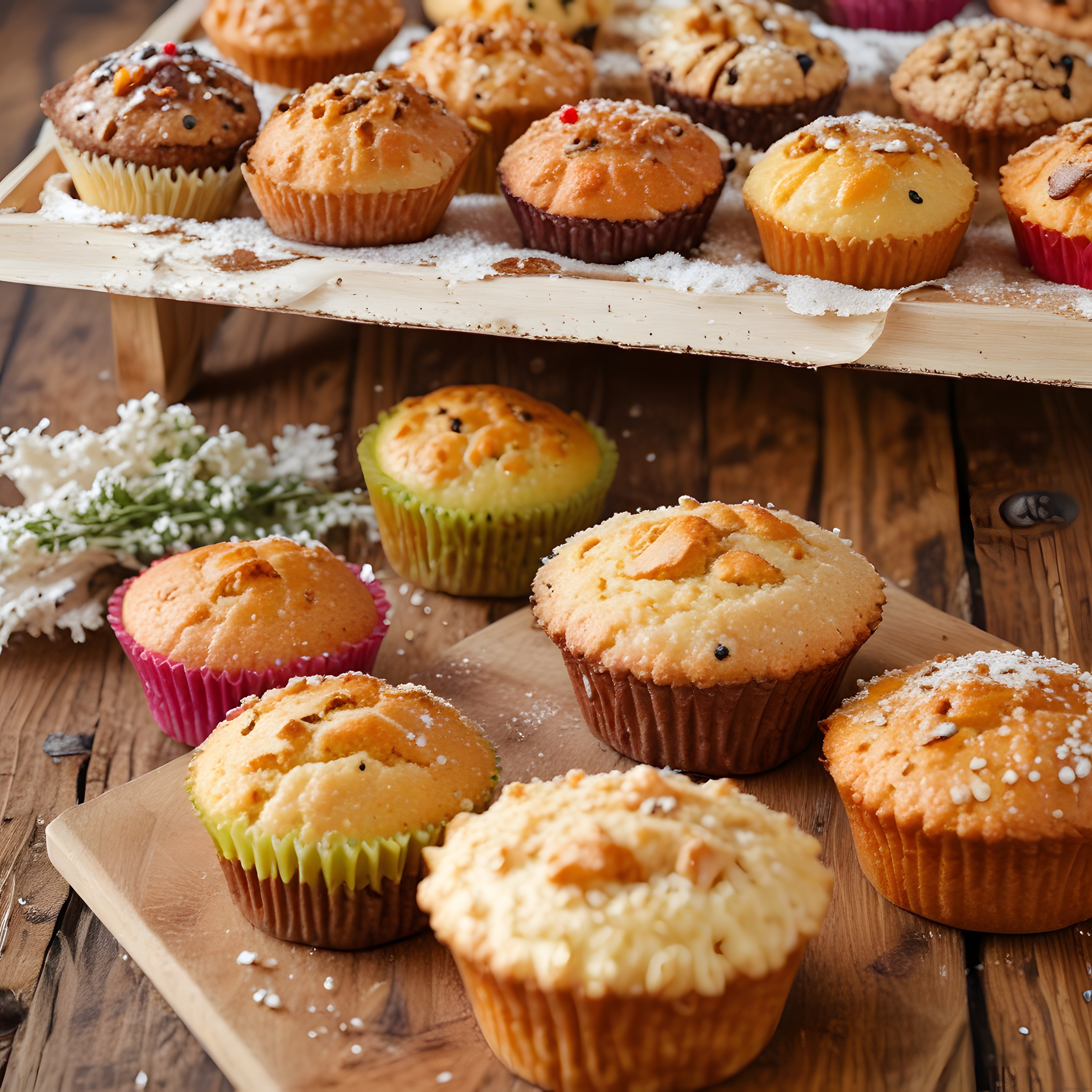Taze Fırından Çıkmış Renkli Muffinler: Ev Yapımı Tatlı Mükemmelliği