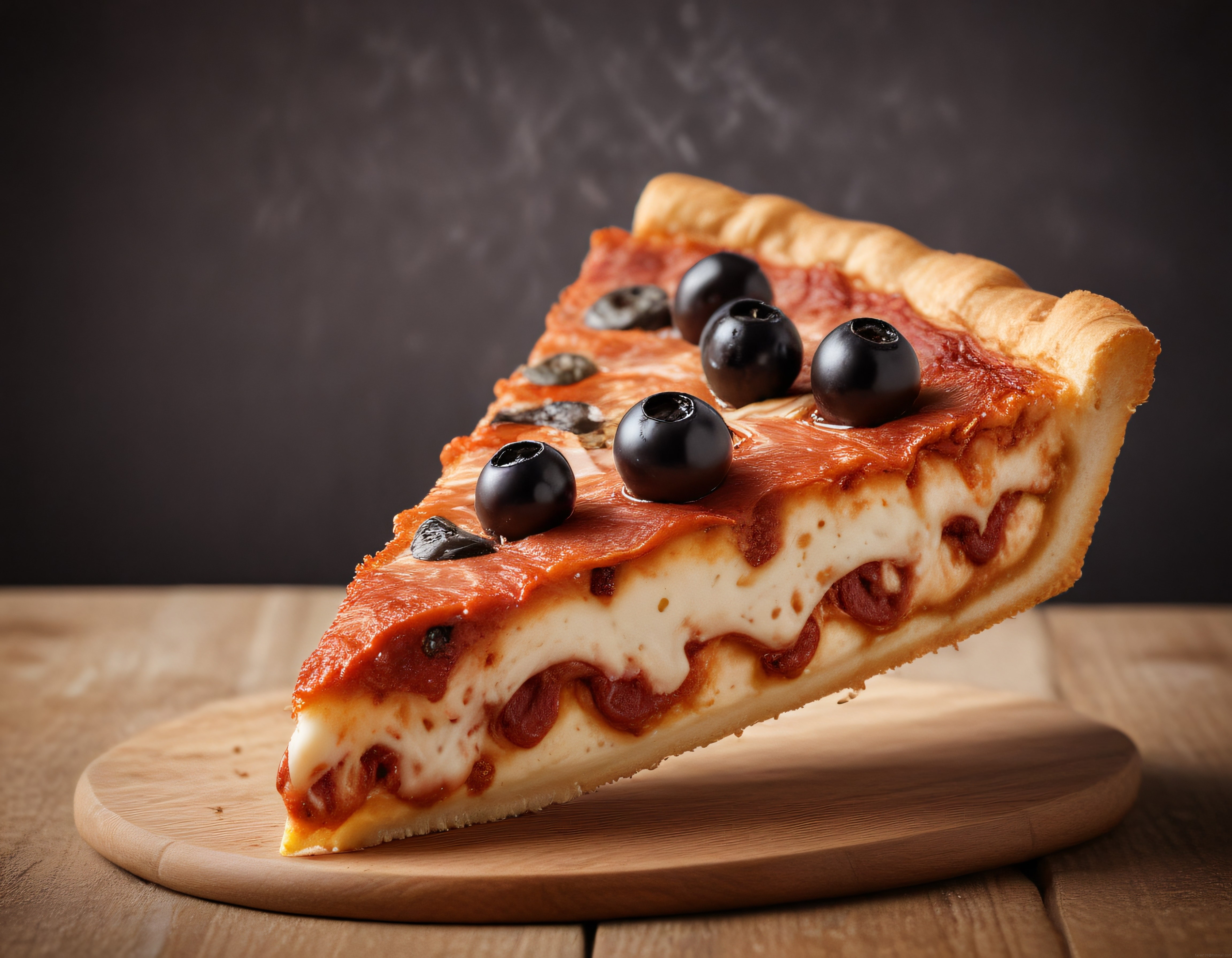 Taze Fırından Çıkmış Sucuklu ve Zeytinli Pizza Dilimi ile Lezzetli Bir Sunum