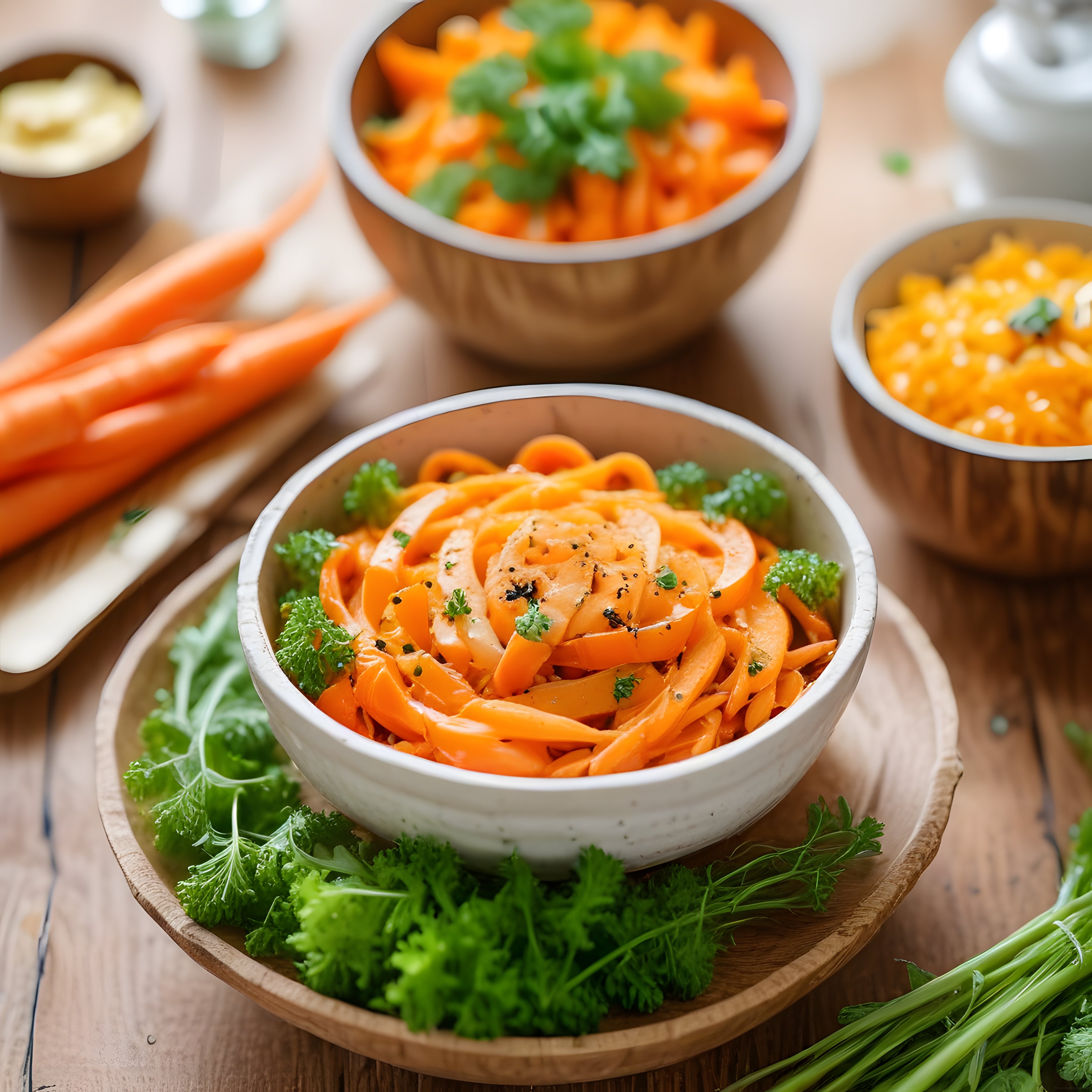 Taze Havuç Salatası ve Sağlıklı Sebze Spagetti Tarifi Sunumu