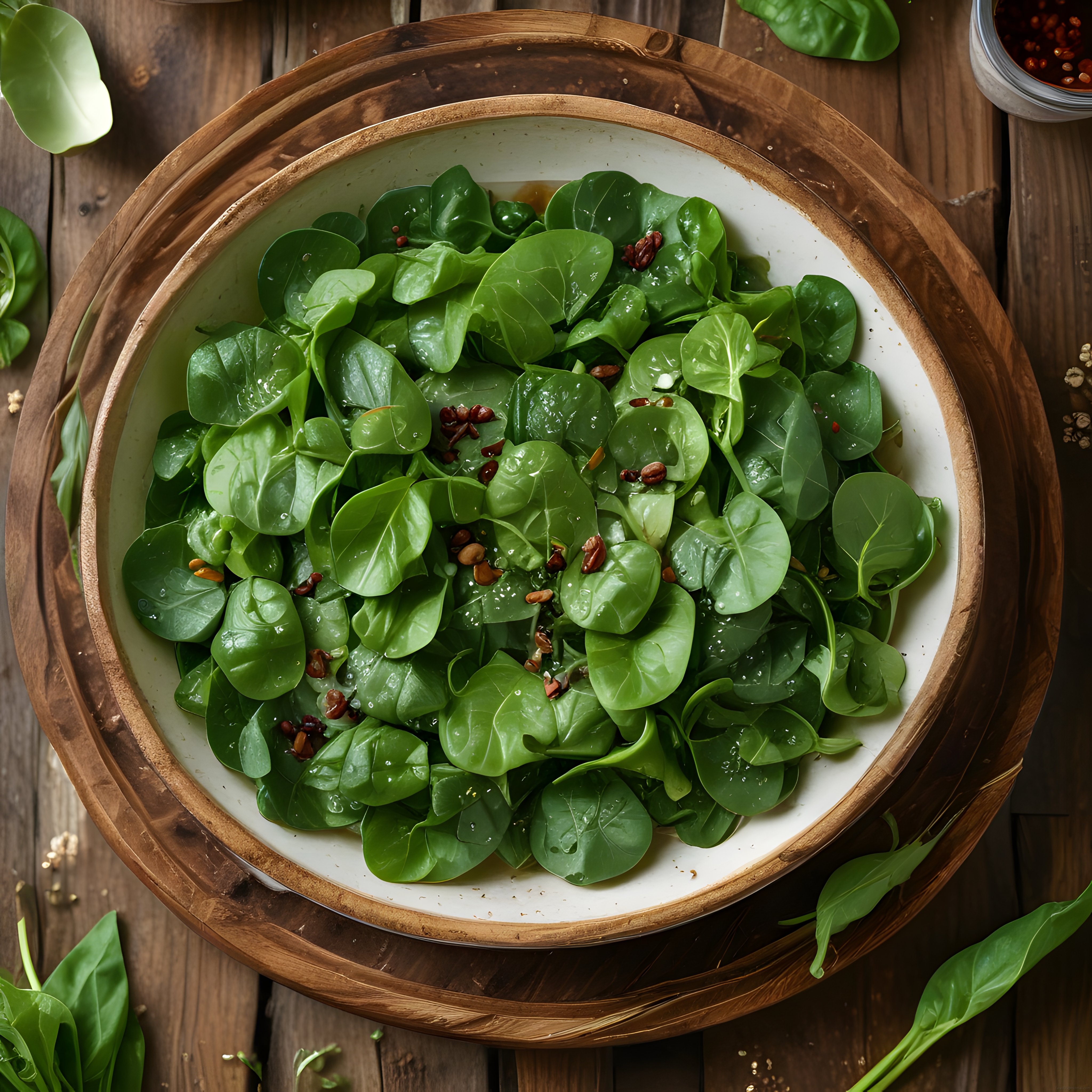 Taze Ispanak Yapraklarından Cevizli ve Soslu Sağlıklı Salata Tarifi
