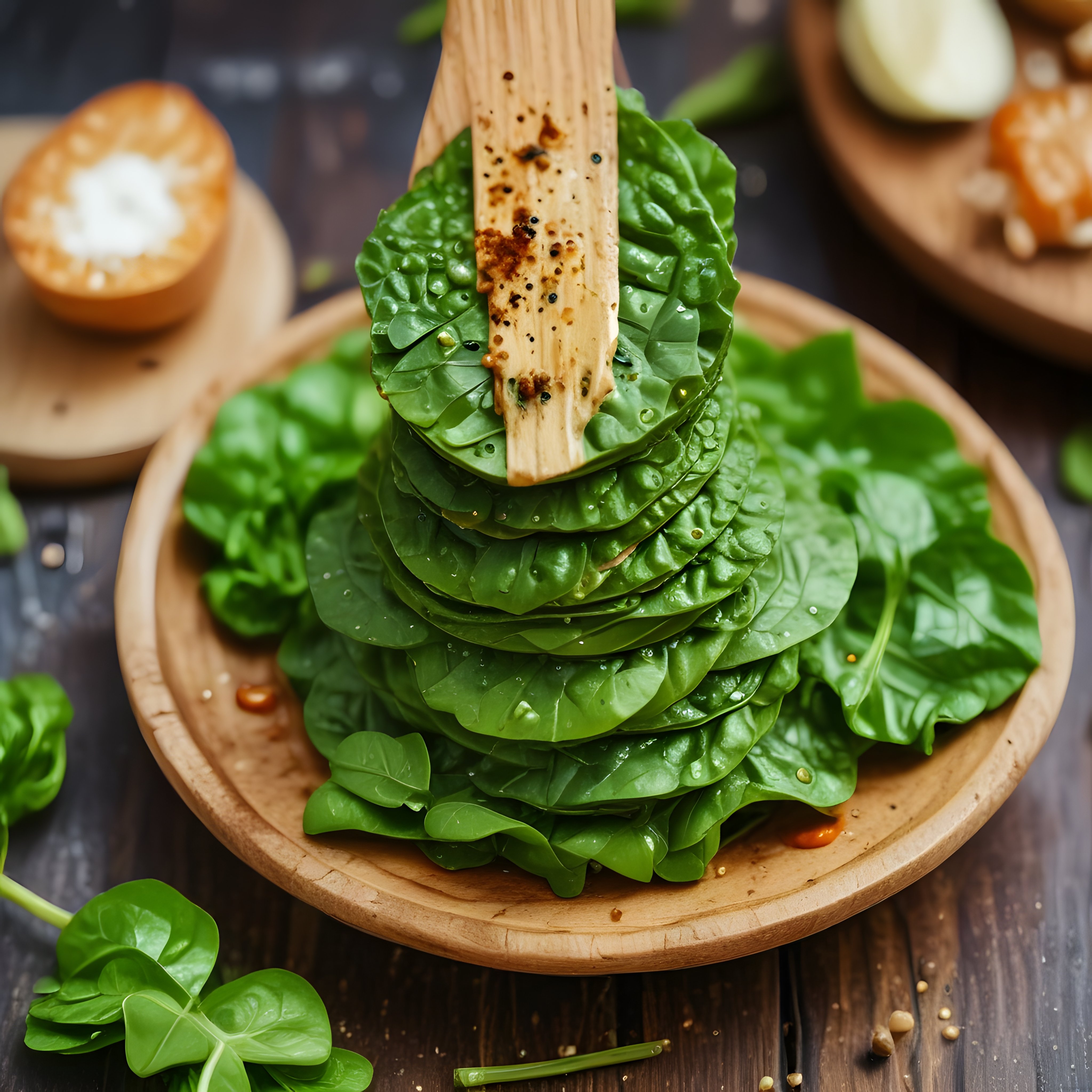 Taze Ispanak Yapraklarıyla Sağlıklı Mutfak Sunumu ve Salata Hazırlığı