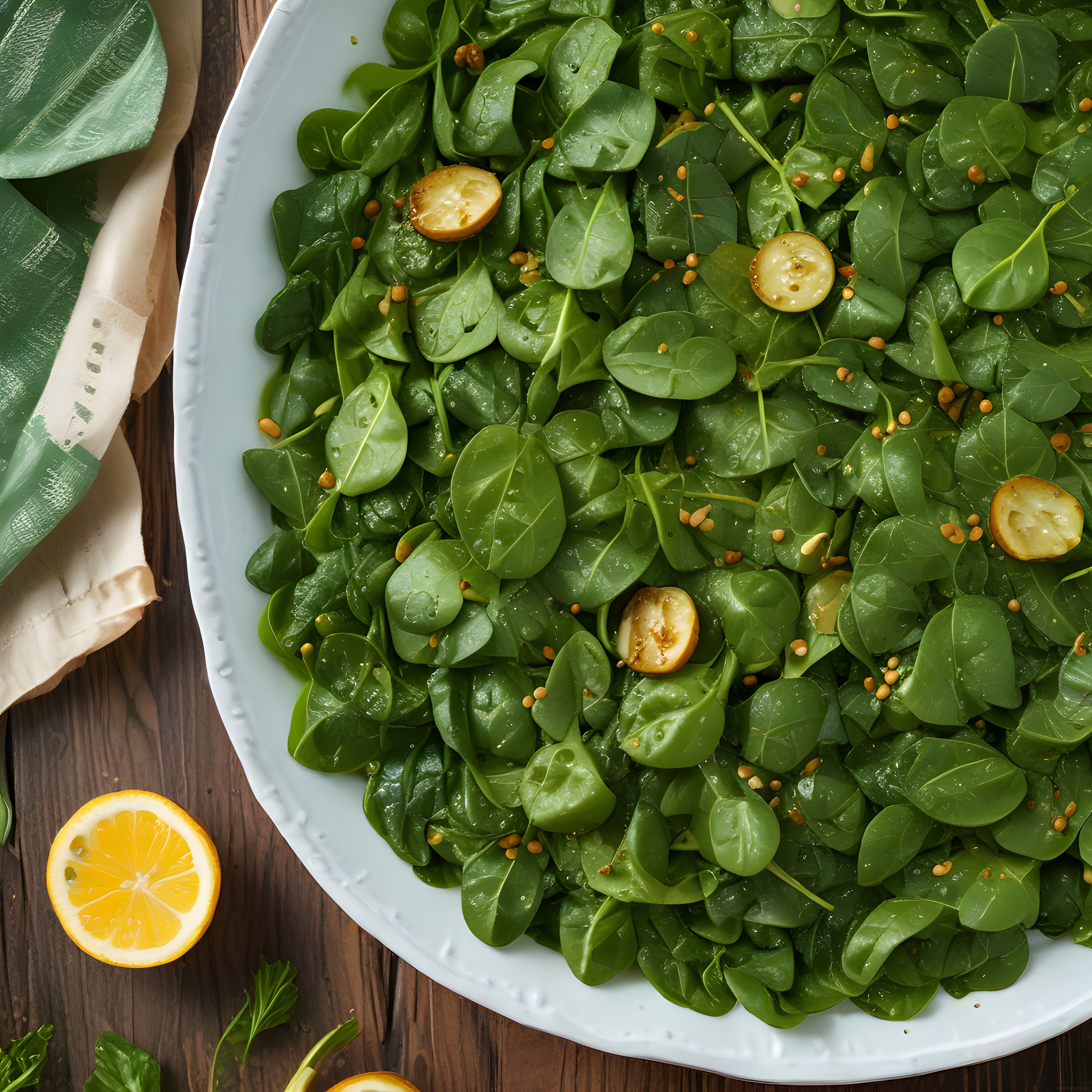 Taze Ispanak Yapraklı Limonlu ve Hardal Tohumlu Hafif Salata Tarifi