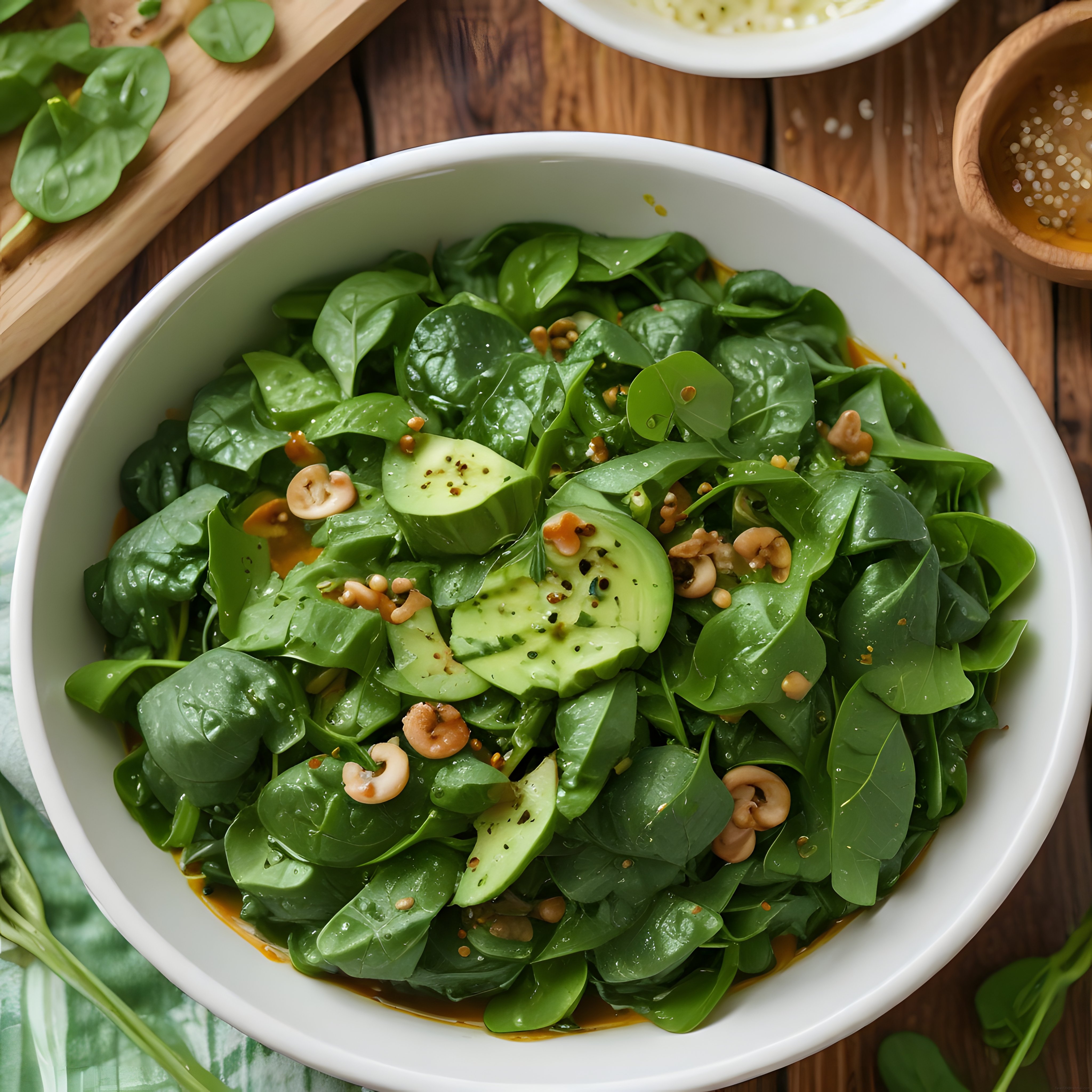 Taze Ispanaklı Avokadolu Kaju Salatası: Sağlıklı ve Lezzetli Vegan Tarif