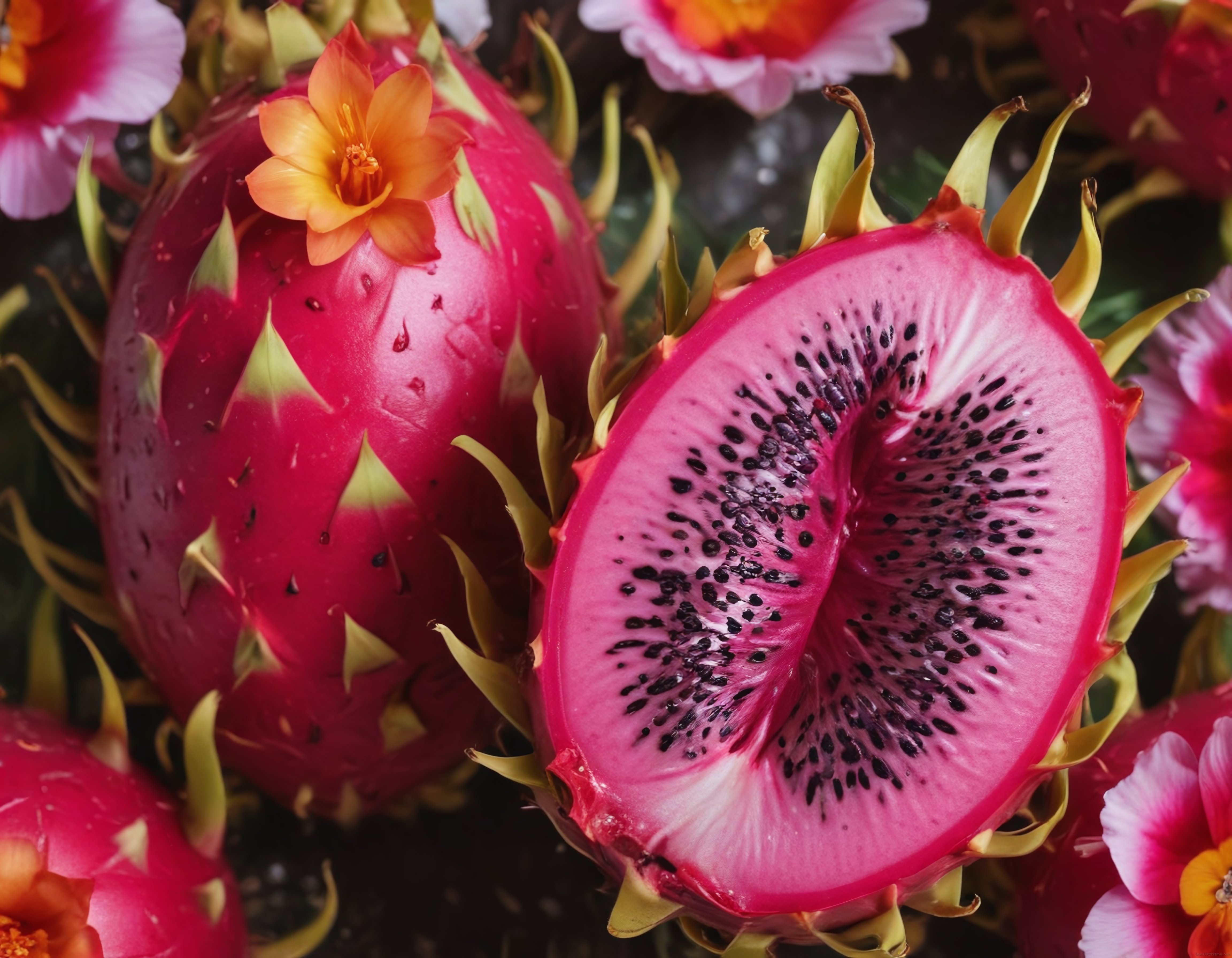 Taze Kesilmiş Pitaya: Egzotik Ejder Meyvesinin Büyüleyici Pembe Dokusu
