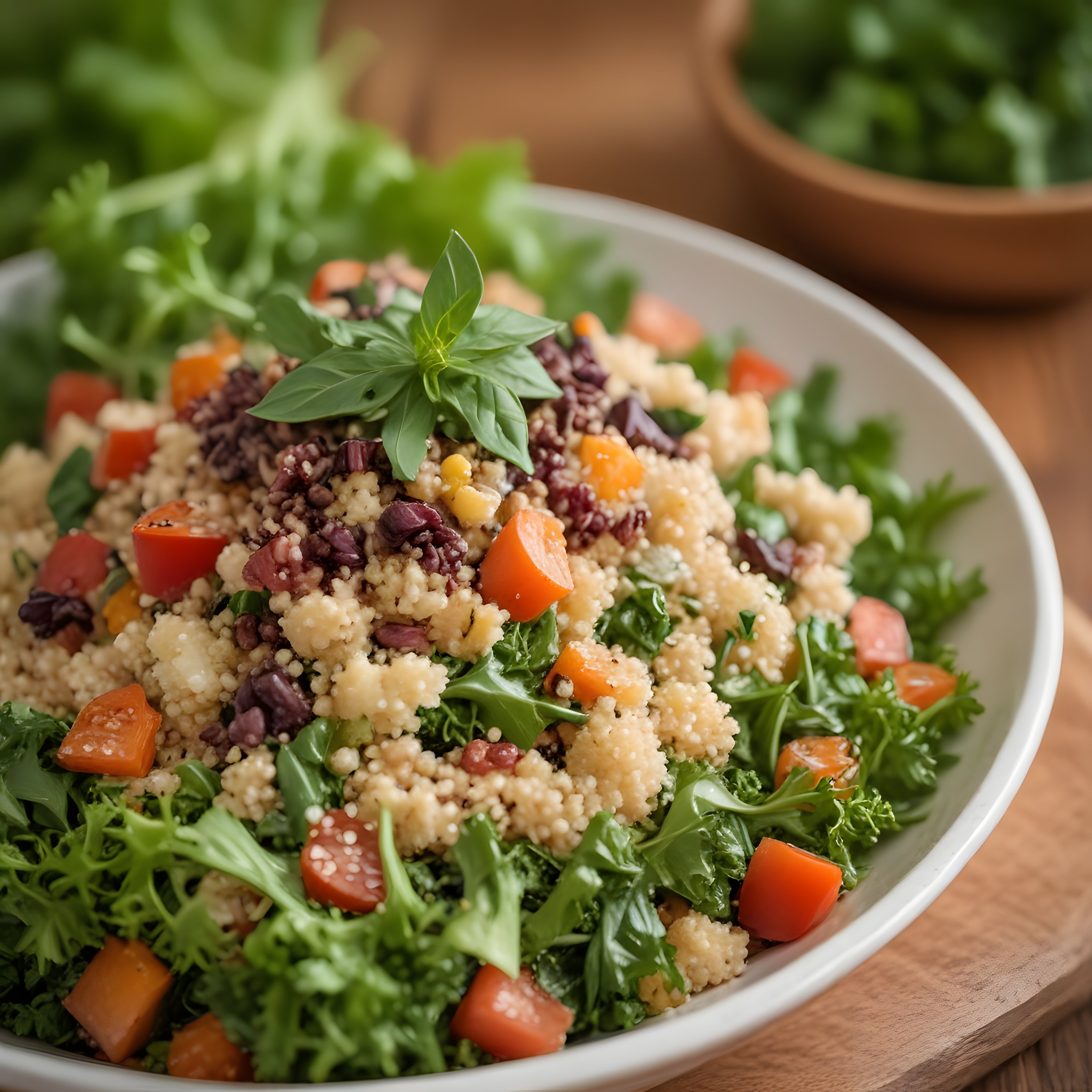 Taze kinoa salatası: domates, zeytin ve fesleğen ile lezzetli vegan tarif