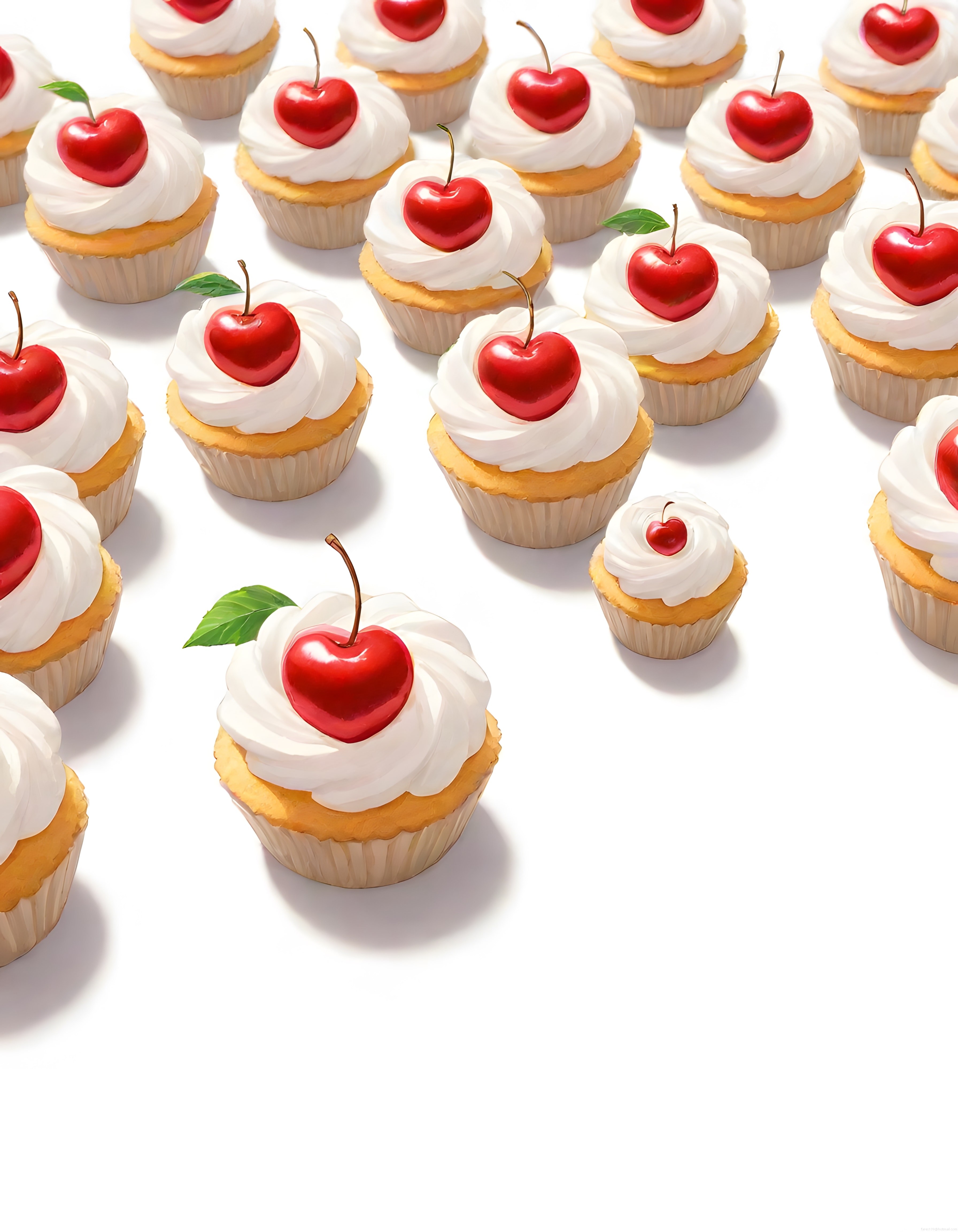 Taze Kiraz ve Kremalı Cupcake'ler: Tatlı Severler İçin Göz Alıcı Bir Ziyafet