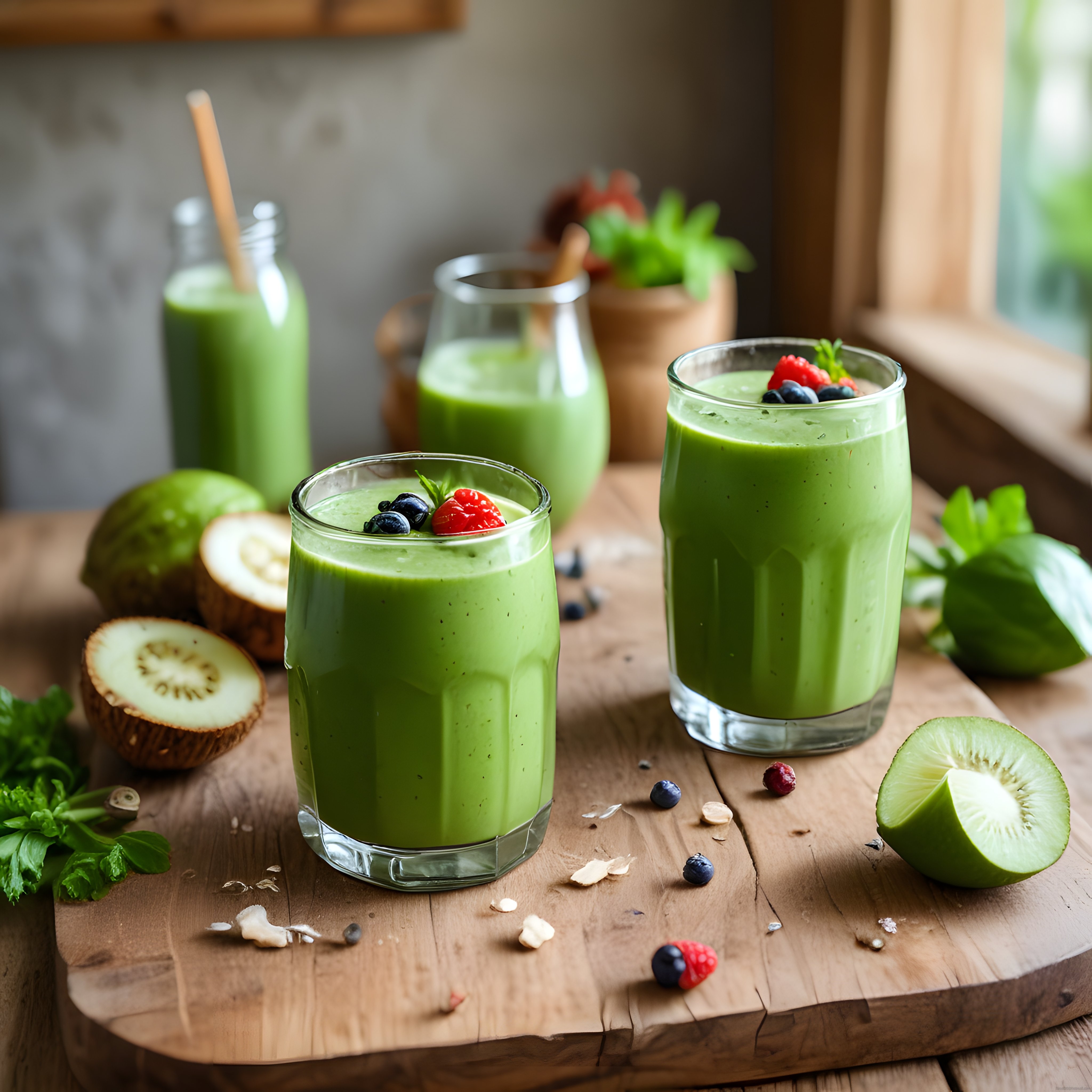 Taze Kivili Yeşil Smoothie: Böğürtlen ve Nane ile Sağlıklı İçecek