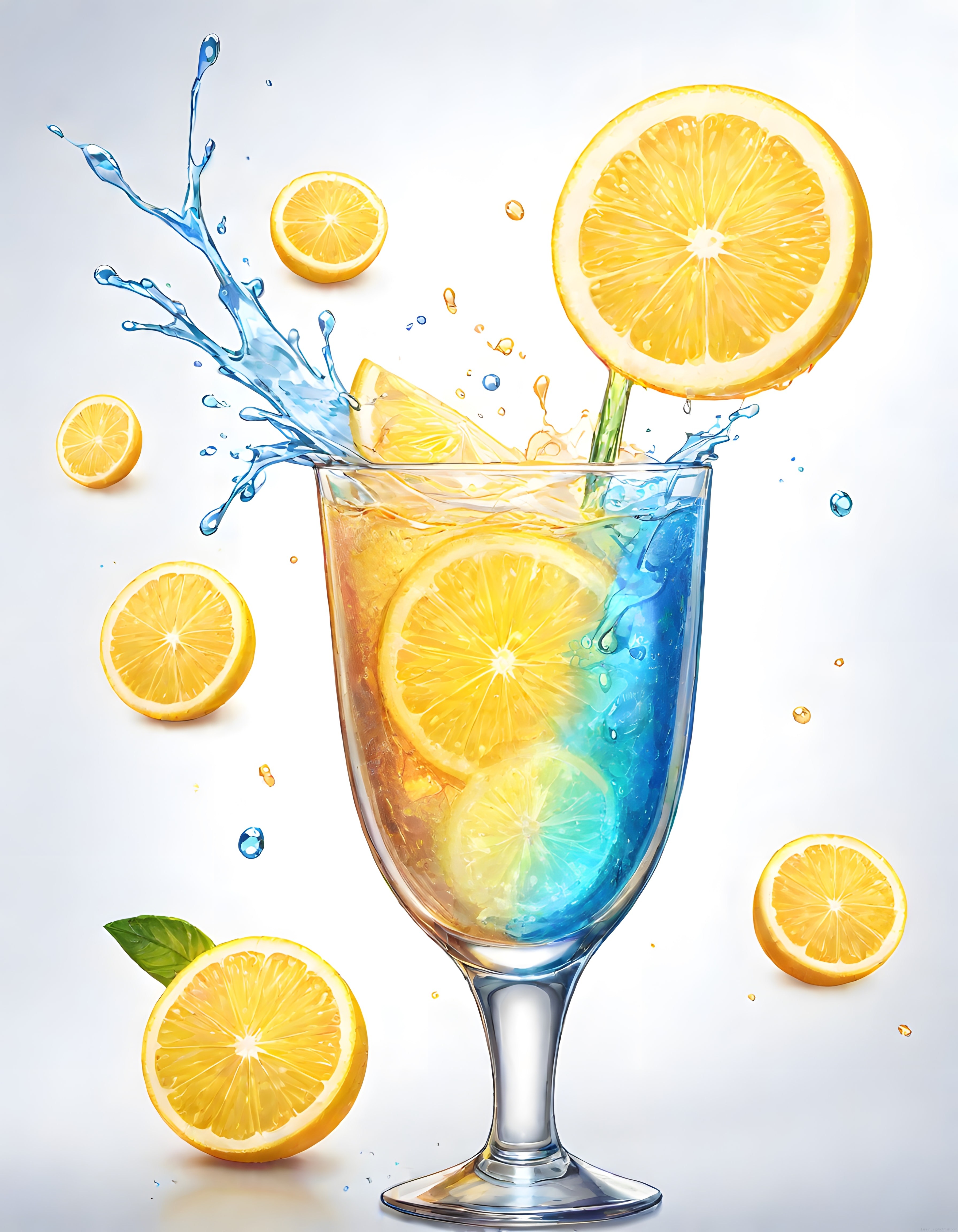 Taze Limon Dilimleriyle Süslenmiş Buz Gibi Serinletici Yaz İçeceği