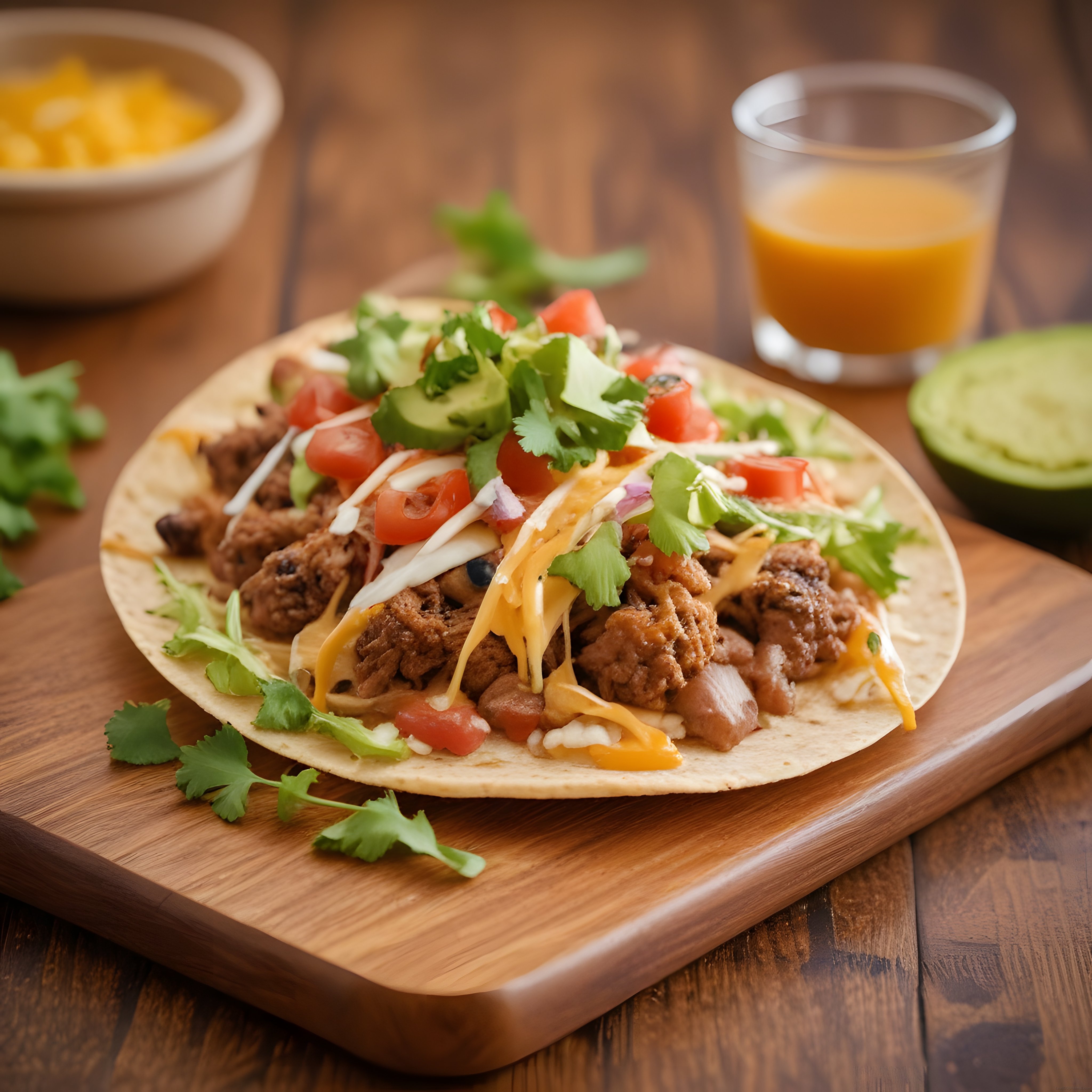 Taze Malzemelerle Hazırlanmış Meksika Stili Taco ve Avokado Soslu Sunum