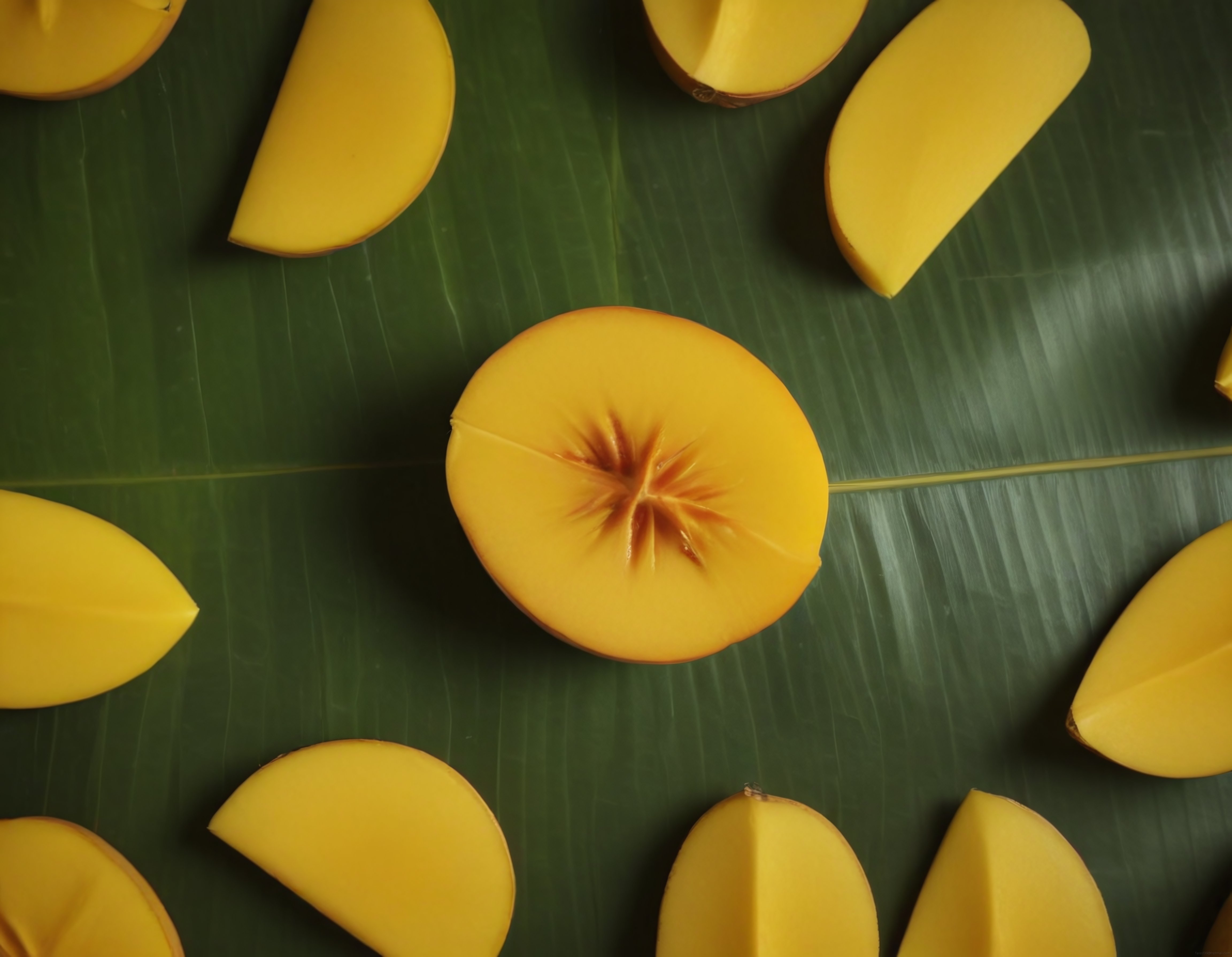 Taze Mango Dilimleri: Yemek Fotoğrafçılığı İçin Tropikal Meyve Düzeni