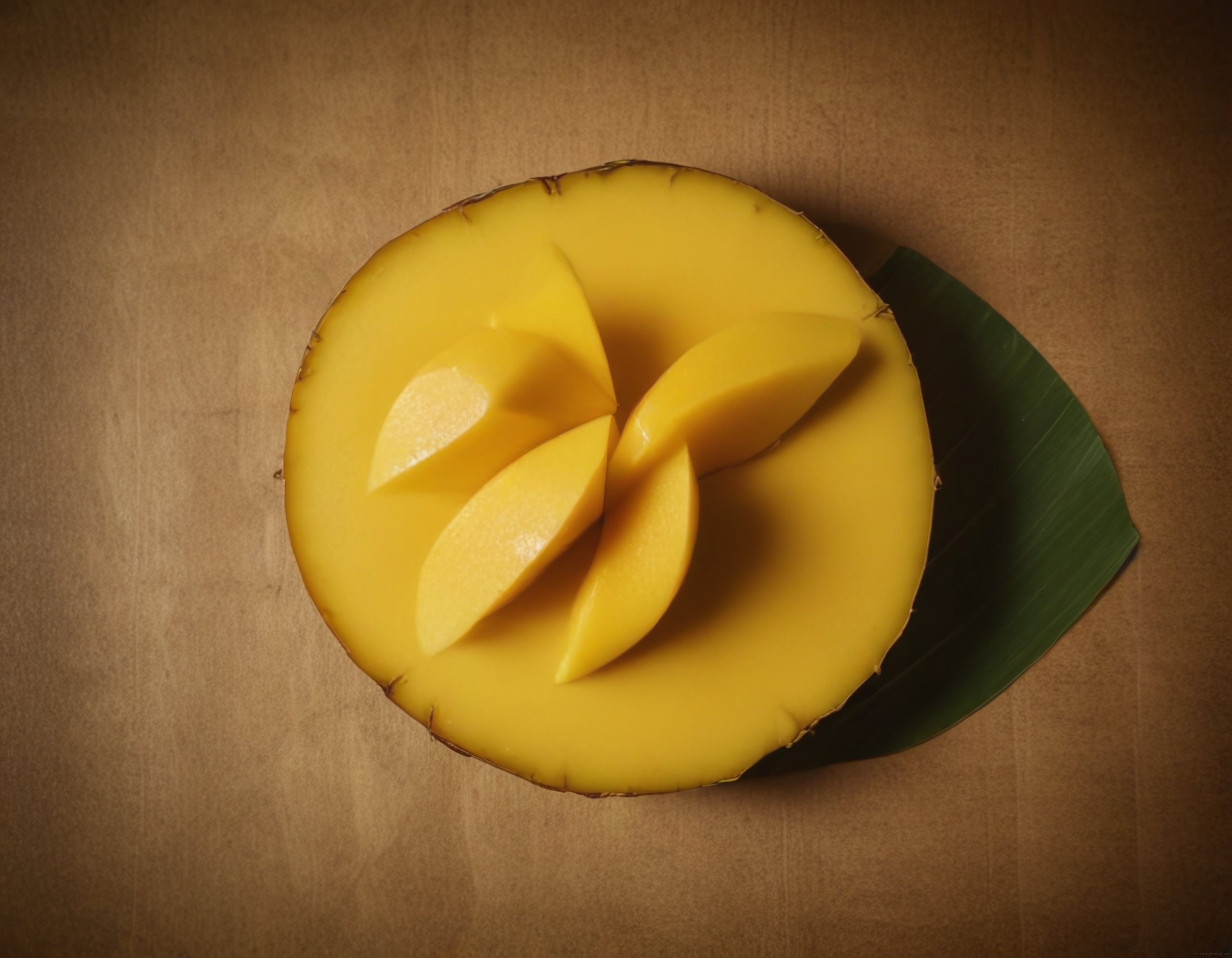 Taze Mango Kesiti ve Sarı Dilimleriyle Doğal Tropik Meyve Sunumu