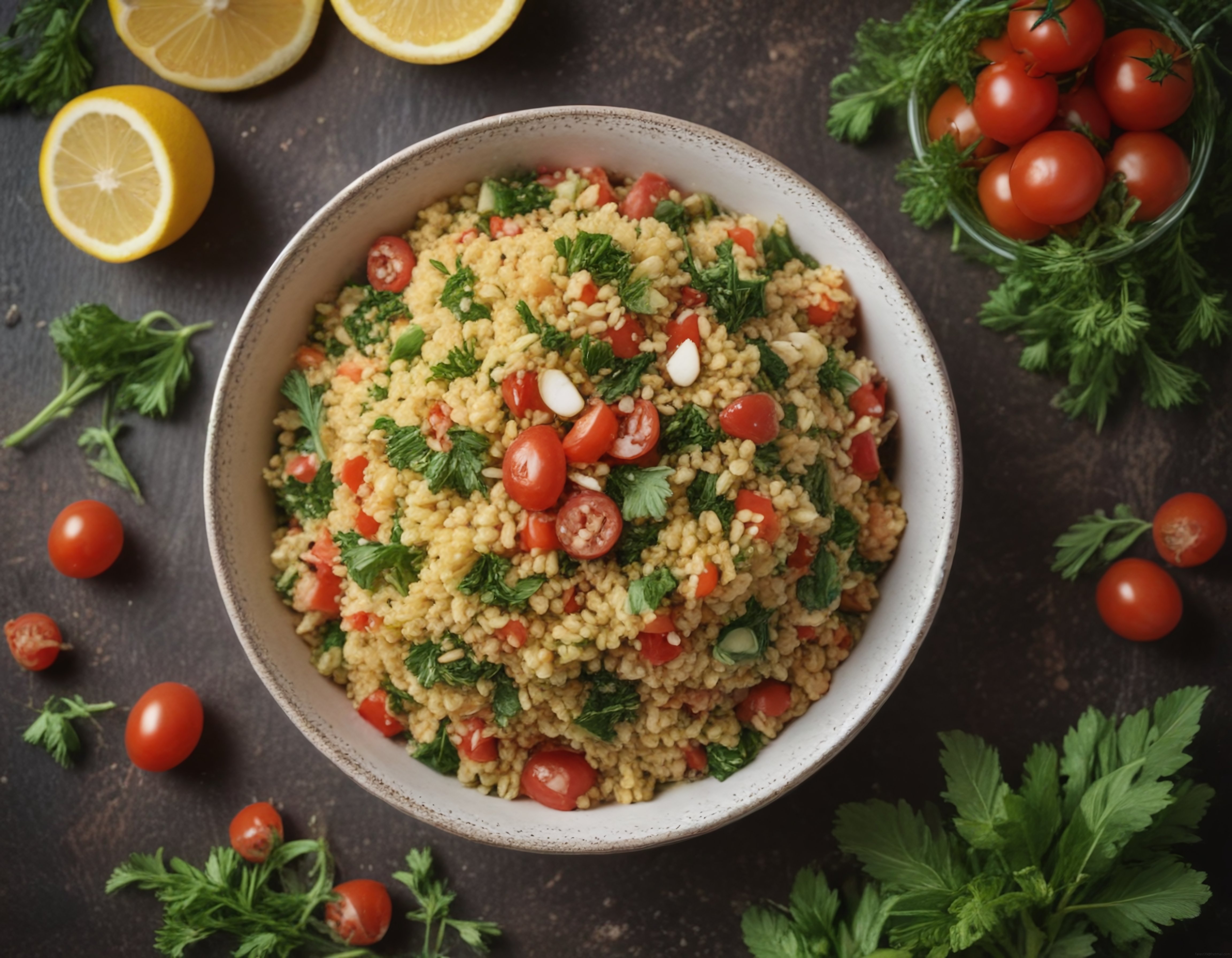 taze maydanoz ve domatesli kuskus salatası sağlıklı lezzetli tarif