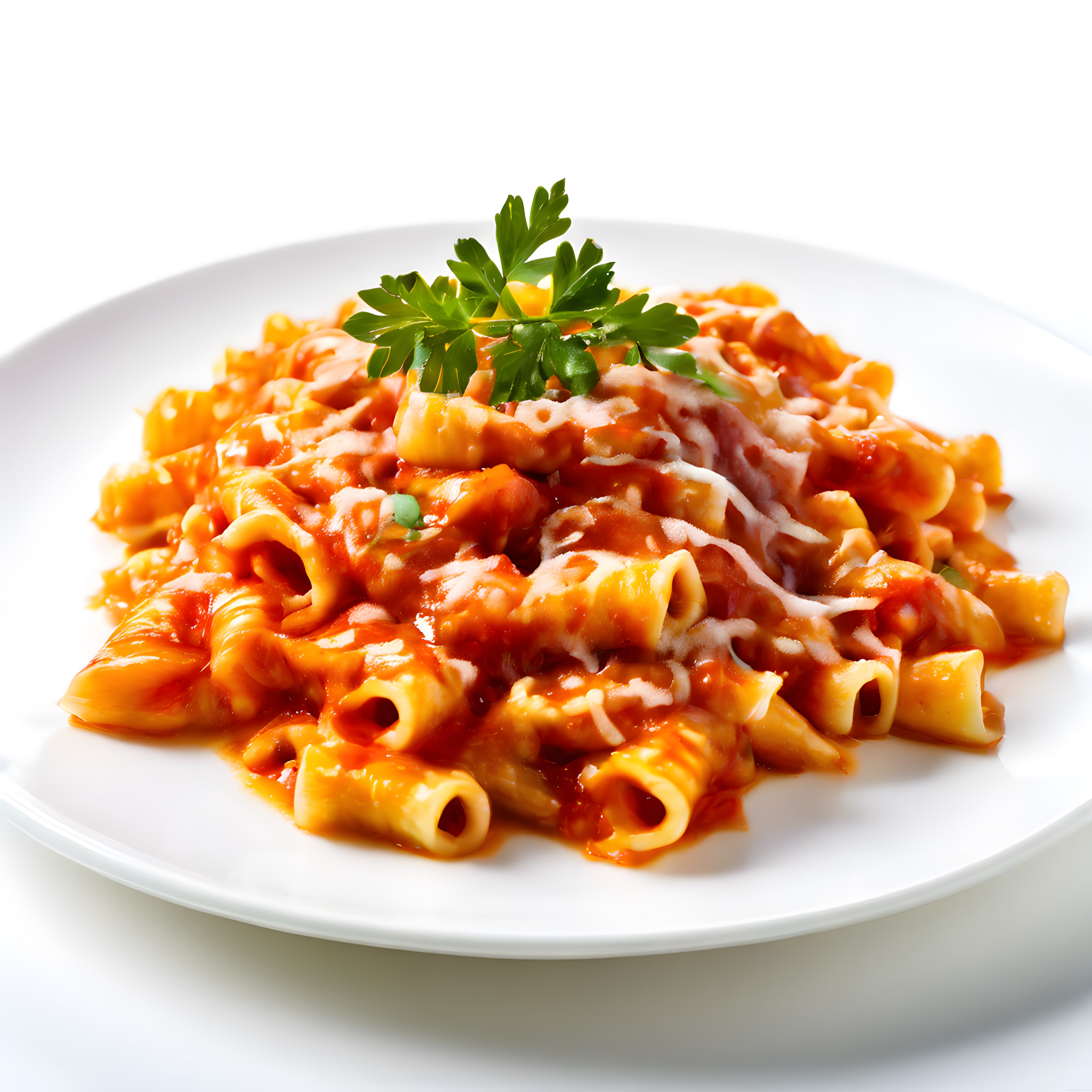 Taze Maydanoz ve Parmesanlı Domates Soslu İtalyan Makarna Tabağı