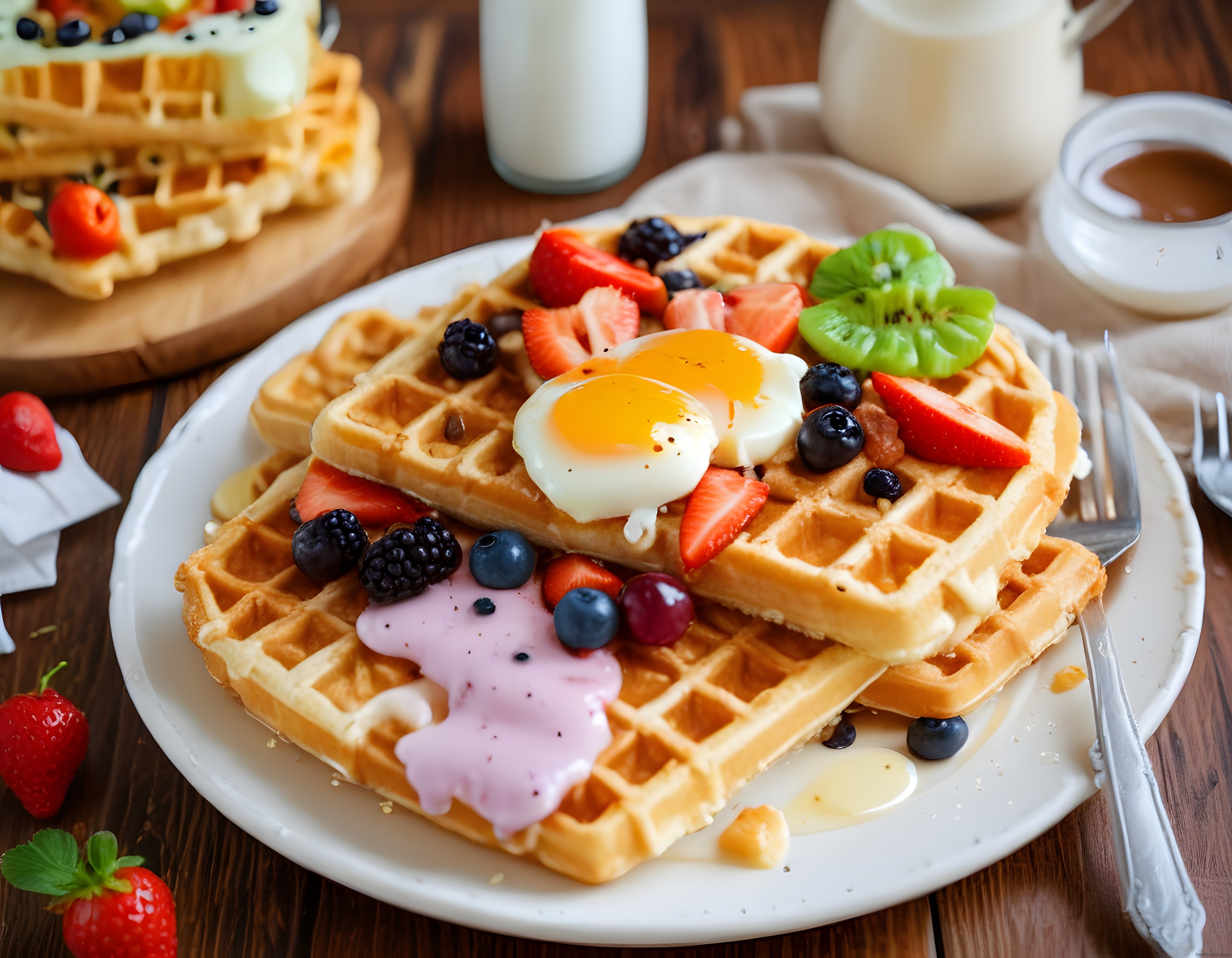 Taze Meyveler ve Bal Soslu Waffle ile Hafta Sonu Kahvaltı Keyfi