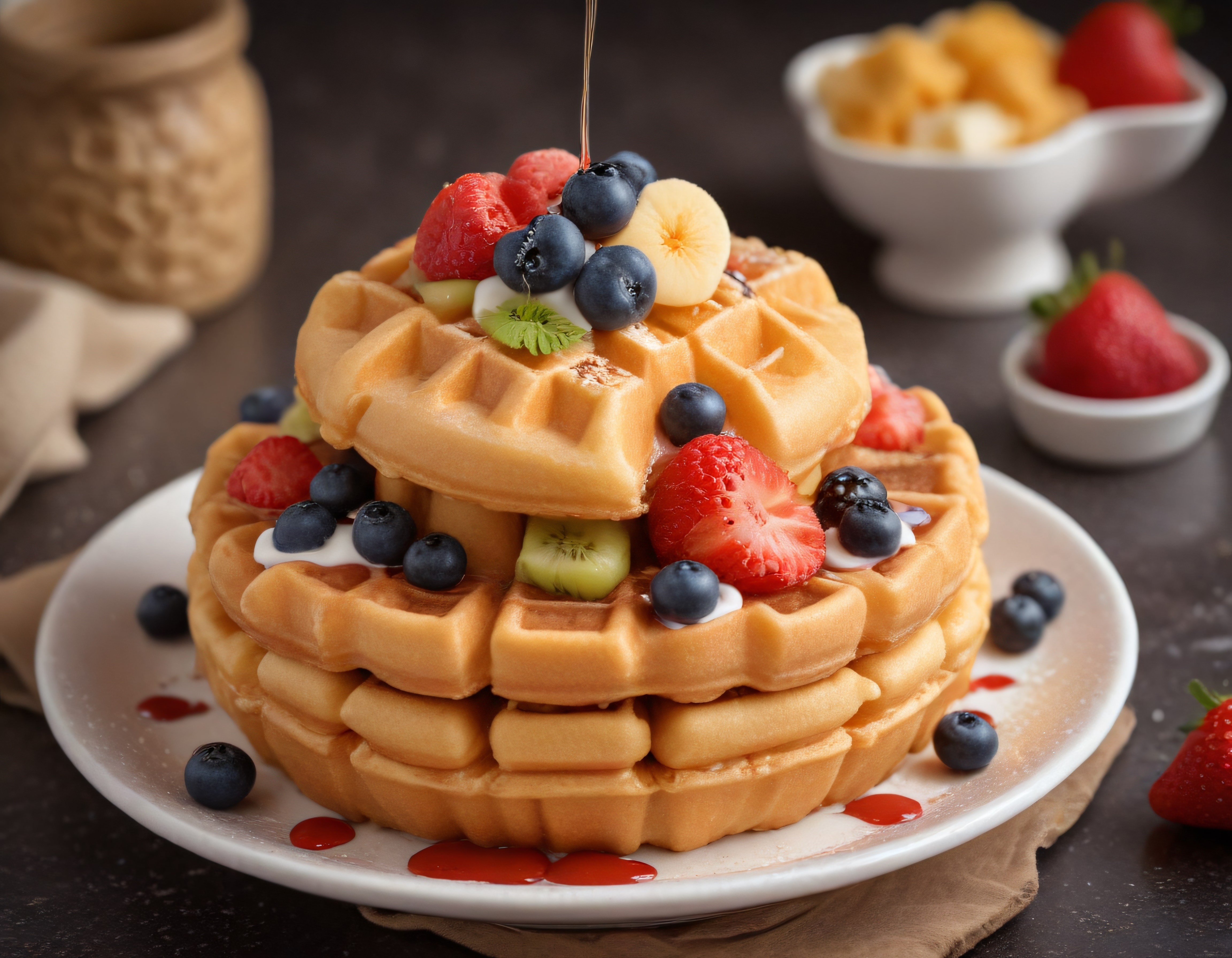 taze meyveli ballı waffle kahvaltı tarifi ve pratik sunum önerileri