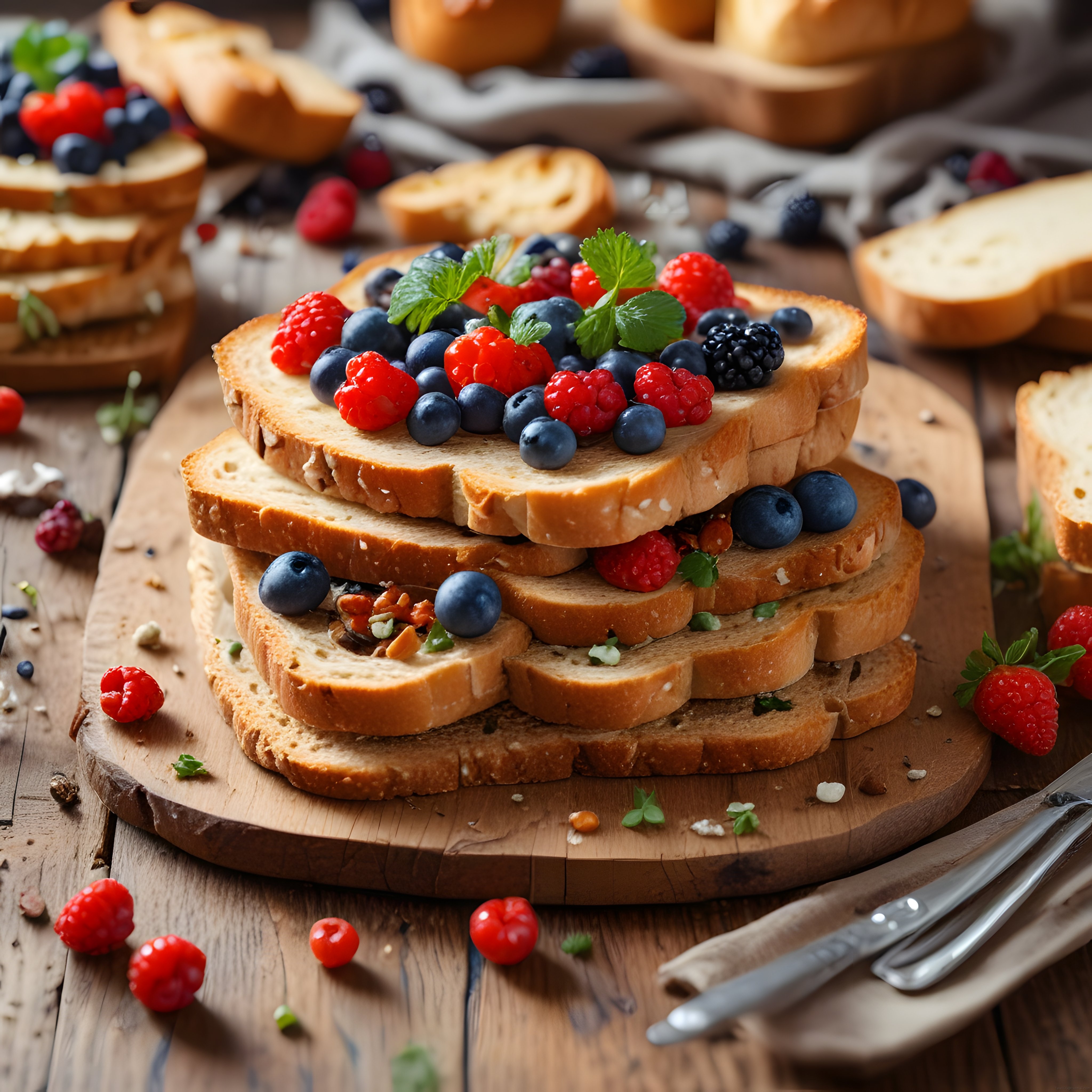 Taze Meyveli Ekmek Dilimleri: Sağlıklı Kahvaltı ve Brunch Sunum Konsepti