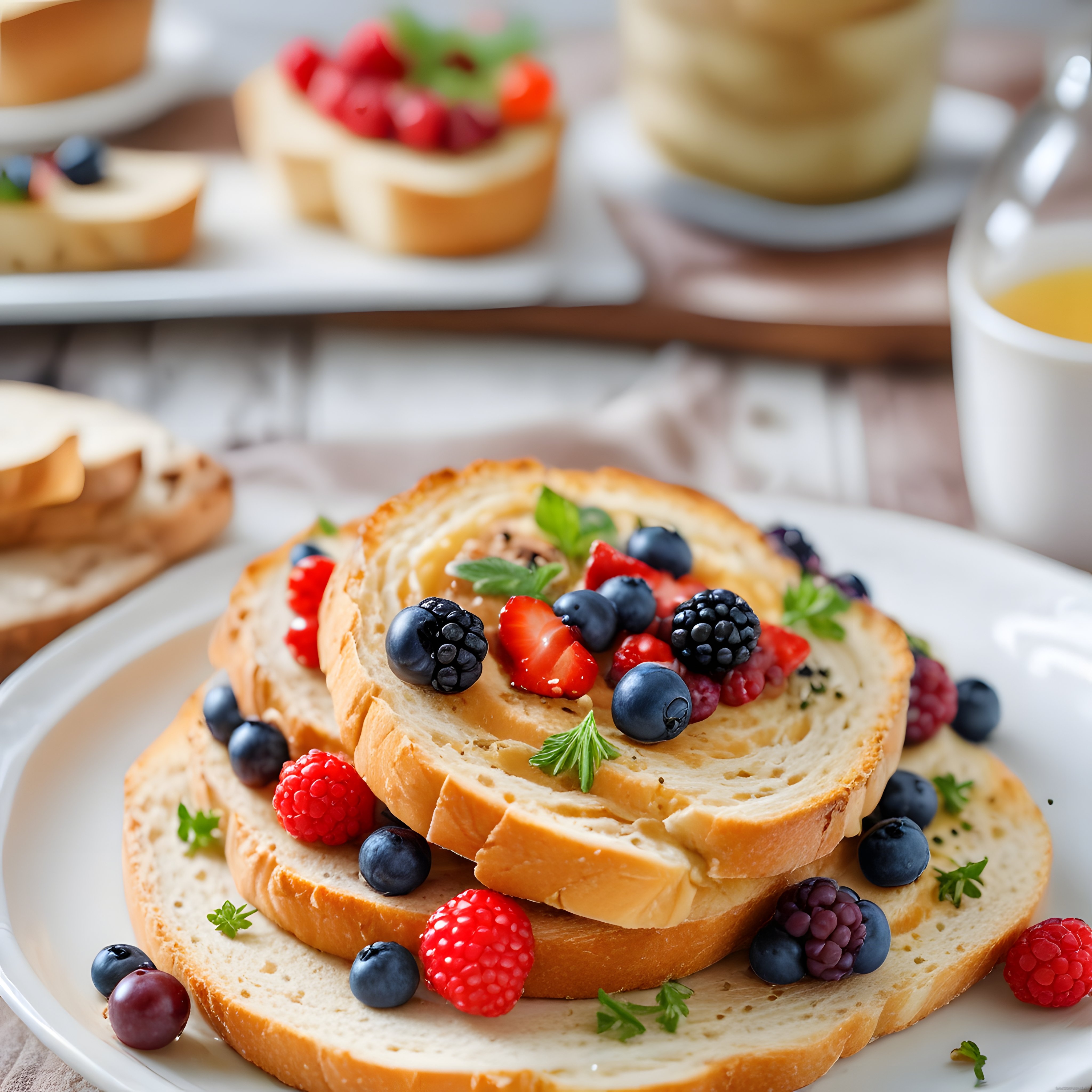 Taze Meyveli Tost Ekmeği Dilimleriyle Lezzetli ve Sağlıklı Kahvaltı Sofrası