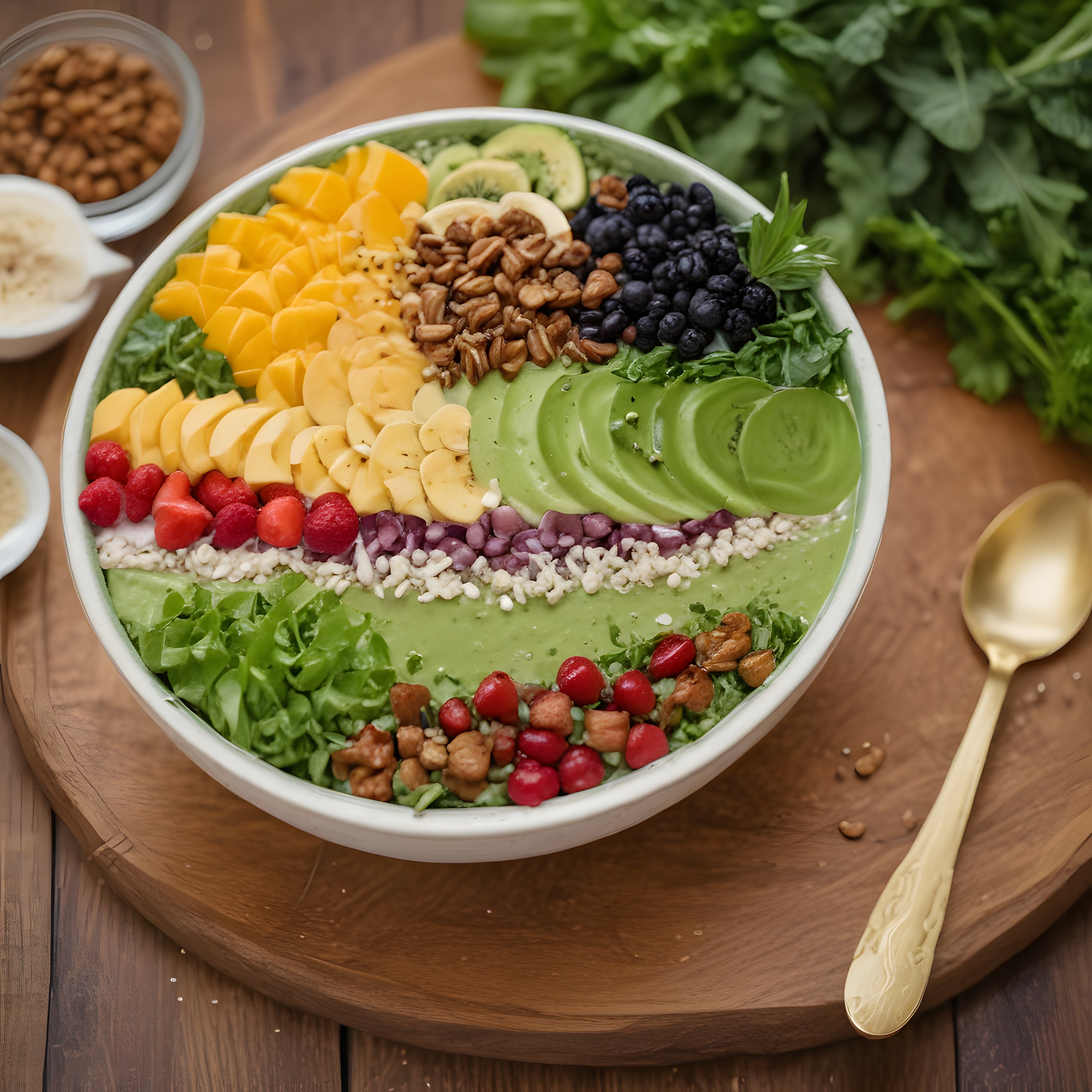 Taze Meyveli ve Avokadolu Renkli Smoothie Bowl ile Sağlıklı Vegan Kahvaltı