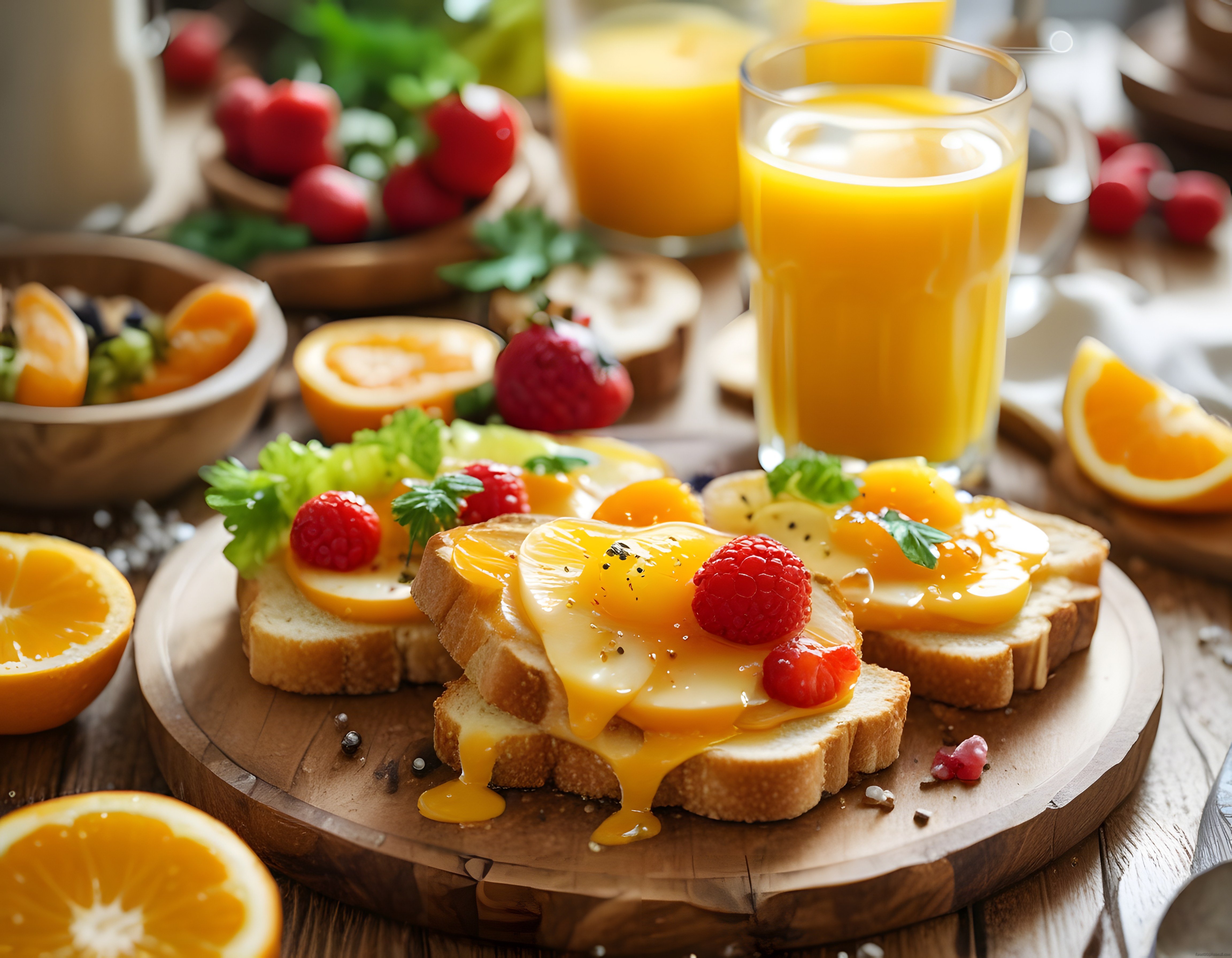 Taze Meyveli ve Ballı Tost Ekmekleriyle Renkli ve Sağlıklı Bir Kahvaltı Sofrası