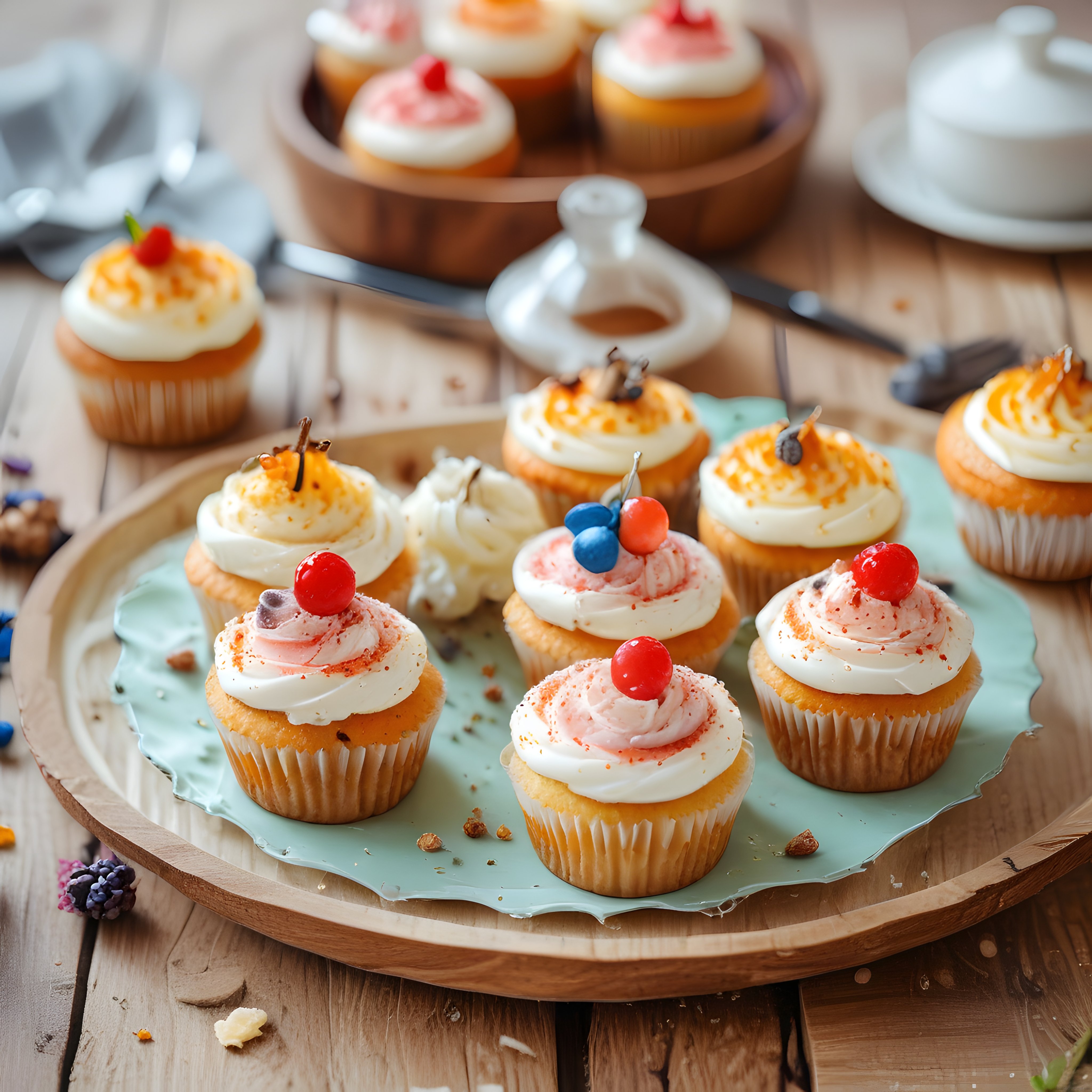 Taze Meyveli ve Kremalı Cupcakelerle Davet Sofralarına Özel Tatlı Sunumları