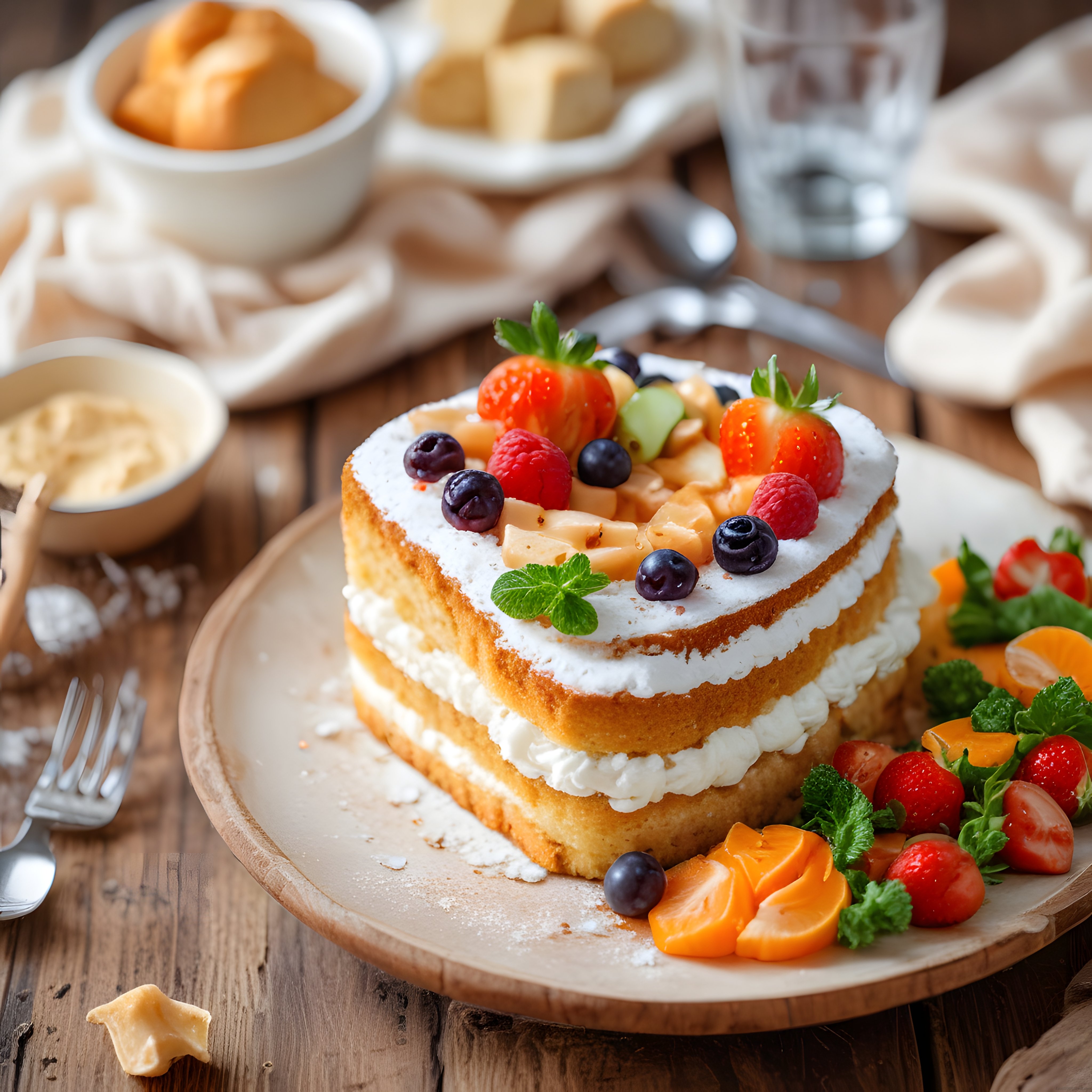 Taze Meyveli ve Kremalı Katlı Pasta: Doğal Lezzetlerle Süslenmiş Tatlı Keyfi