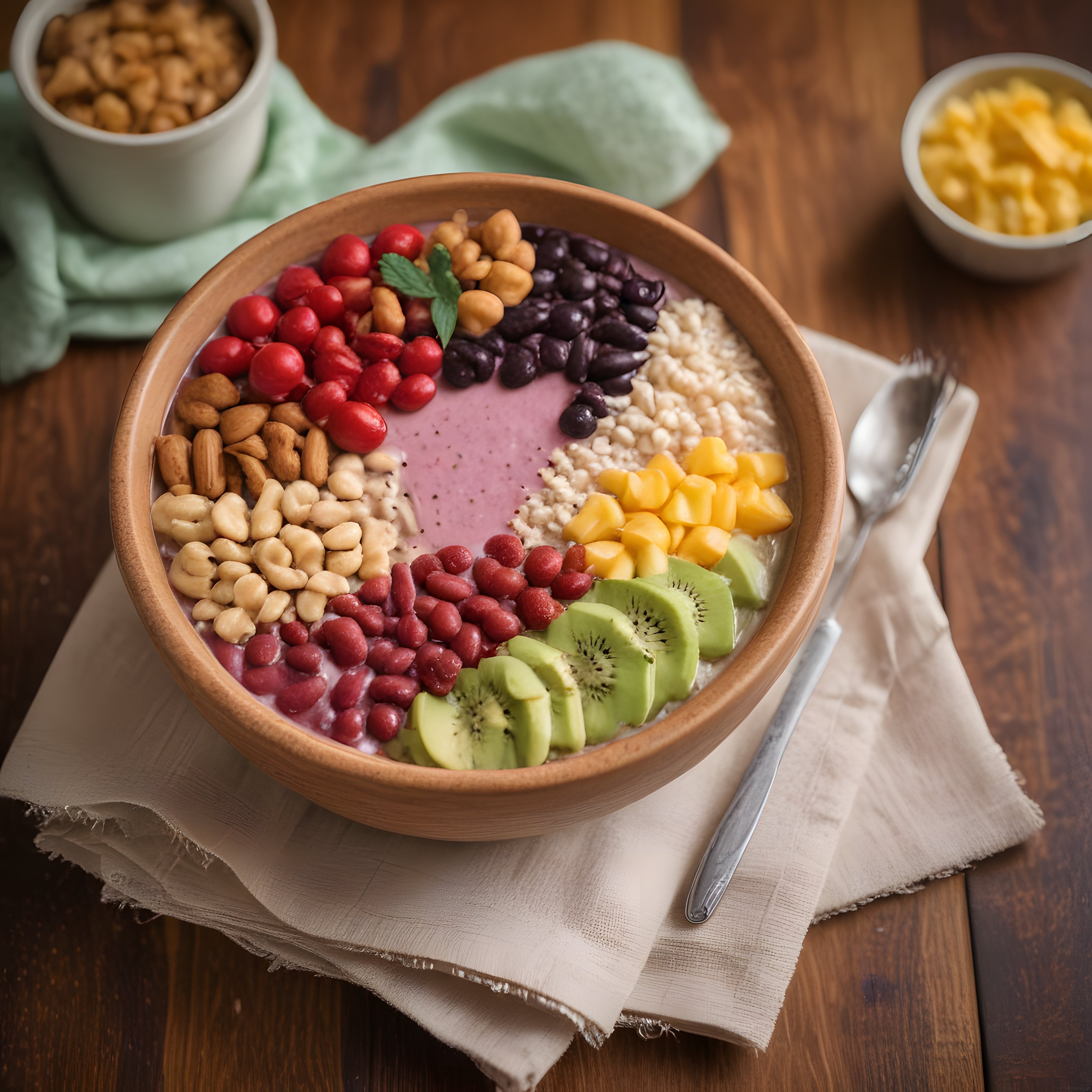 Taze Meyveli ve Kuruyemişli Ev Yapımı Smoothie Bowl Kahvaltı Tarifi