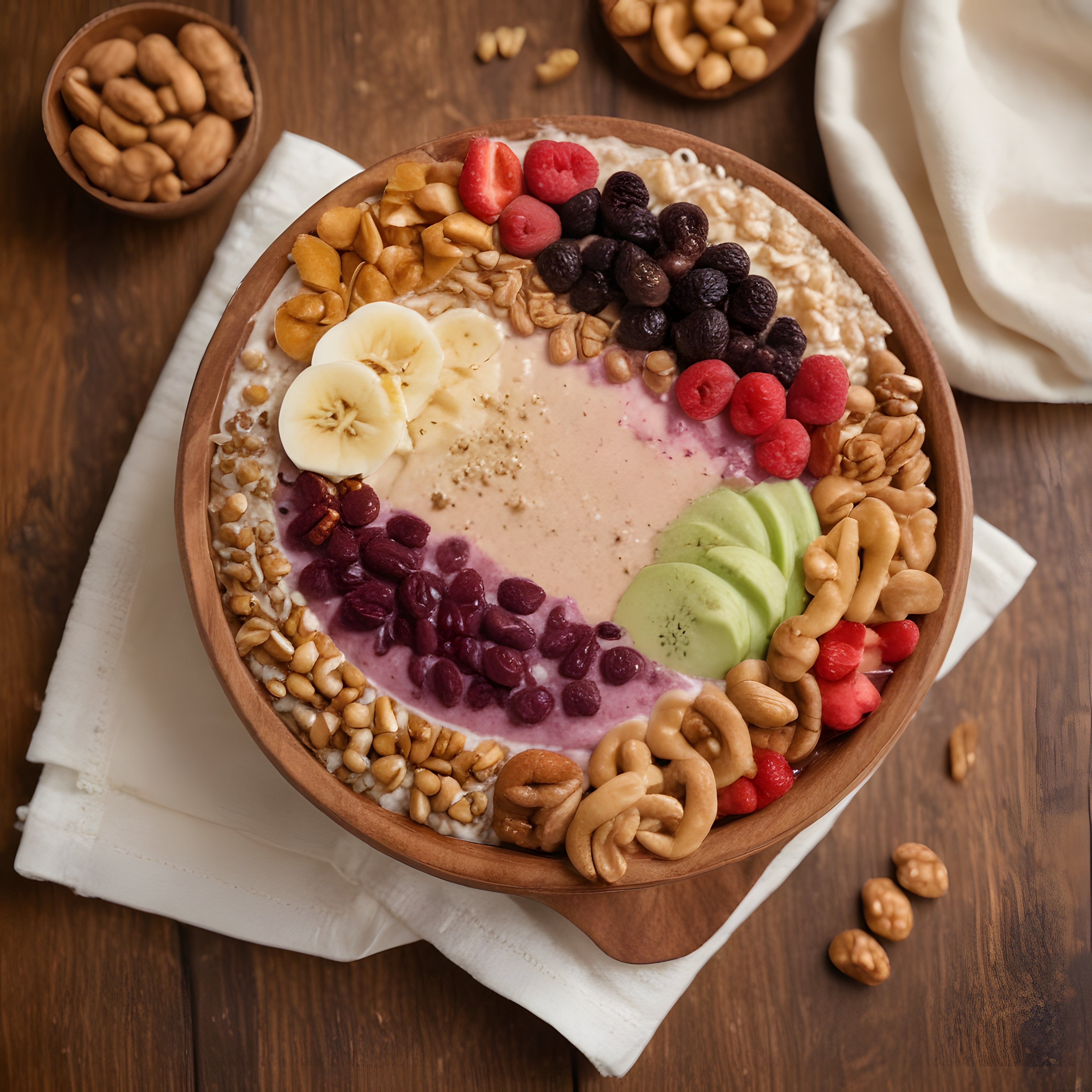 Taze Meyveli ve Kuruyemişli Smoothie Bowl ile Sağlıklı Kahvaltı Sunumu