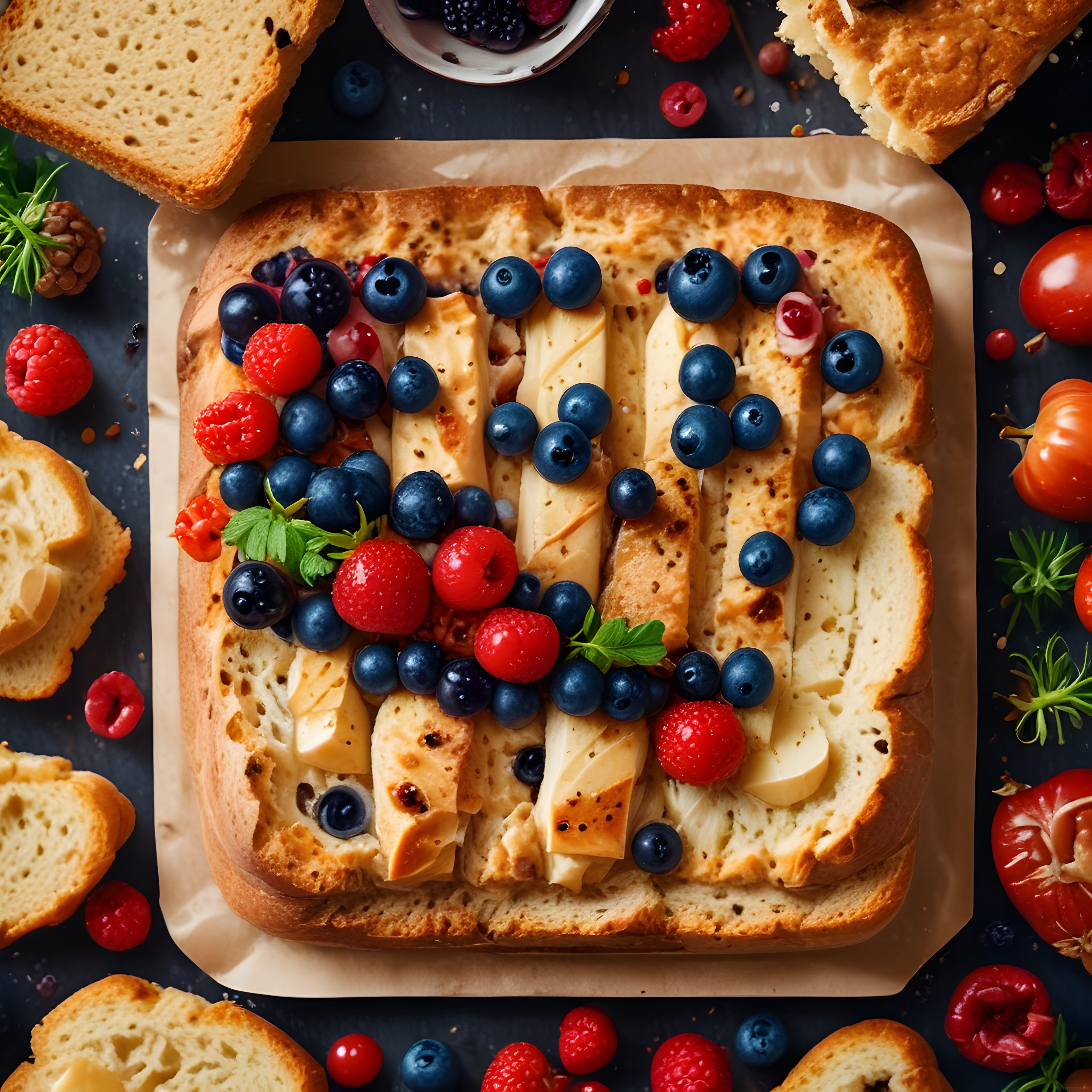 Taze Meyveli ve Peynirli Tost ile Kızarmış Ekmek Kahvaltı Sunumu
