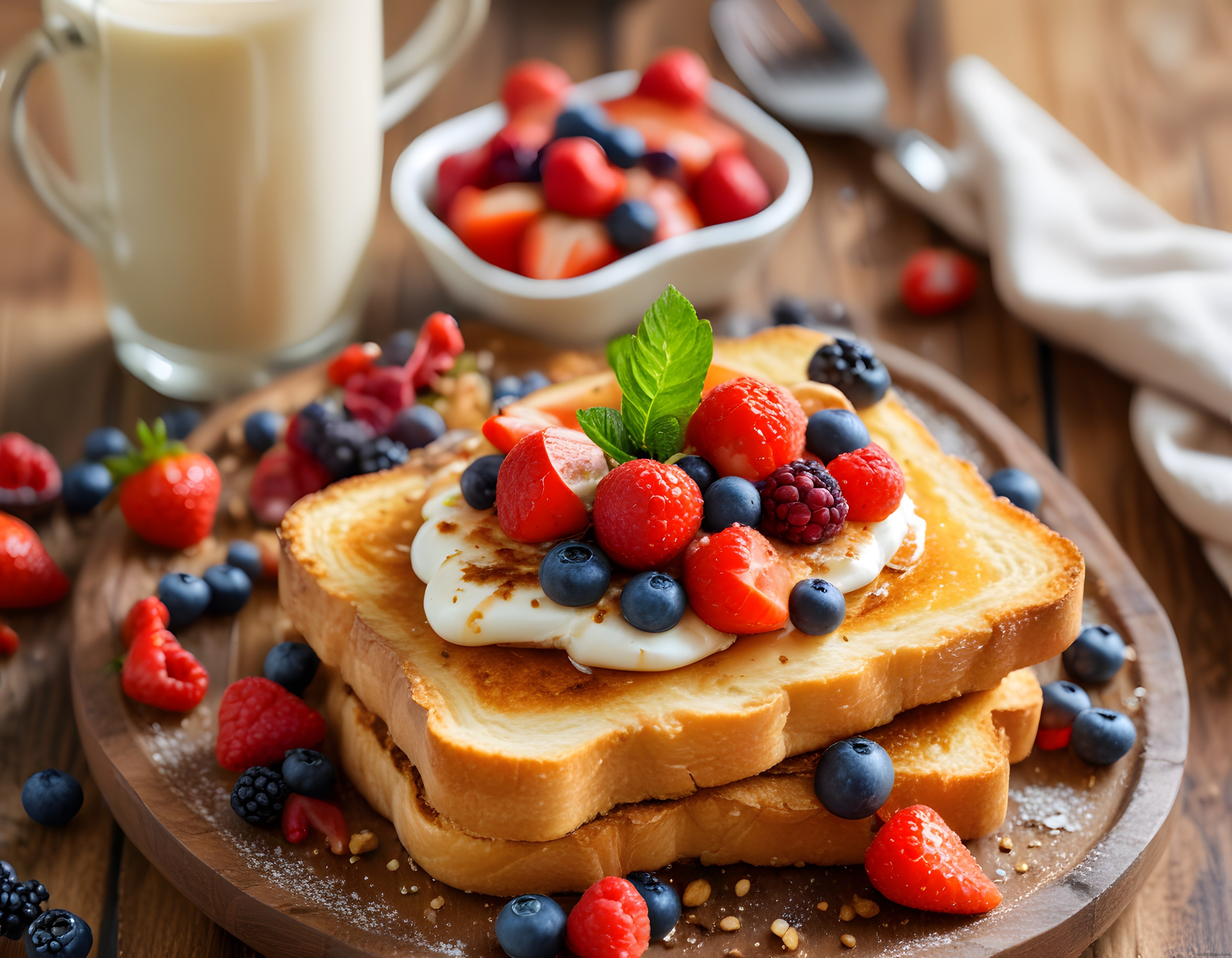 Taze Meyveli ve Yoğurtlu French Toast: Kahvaltı Sofralarınıza Şıklık Katın