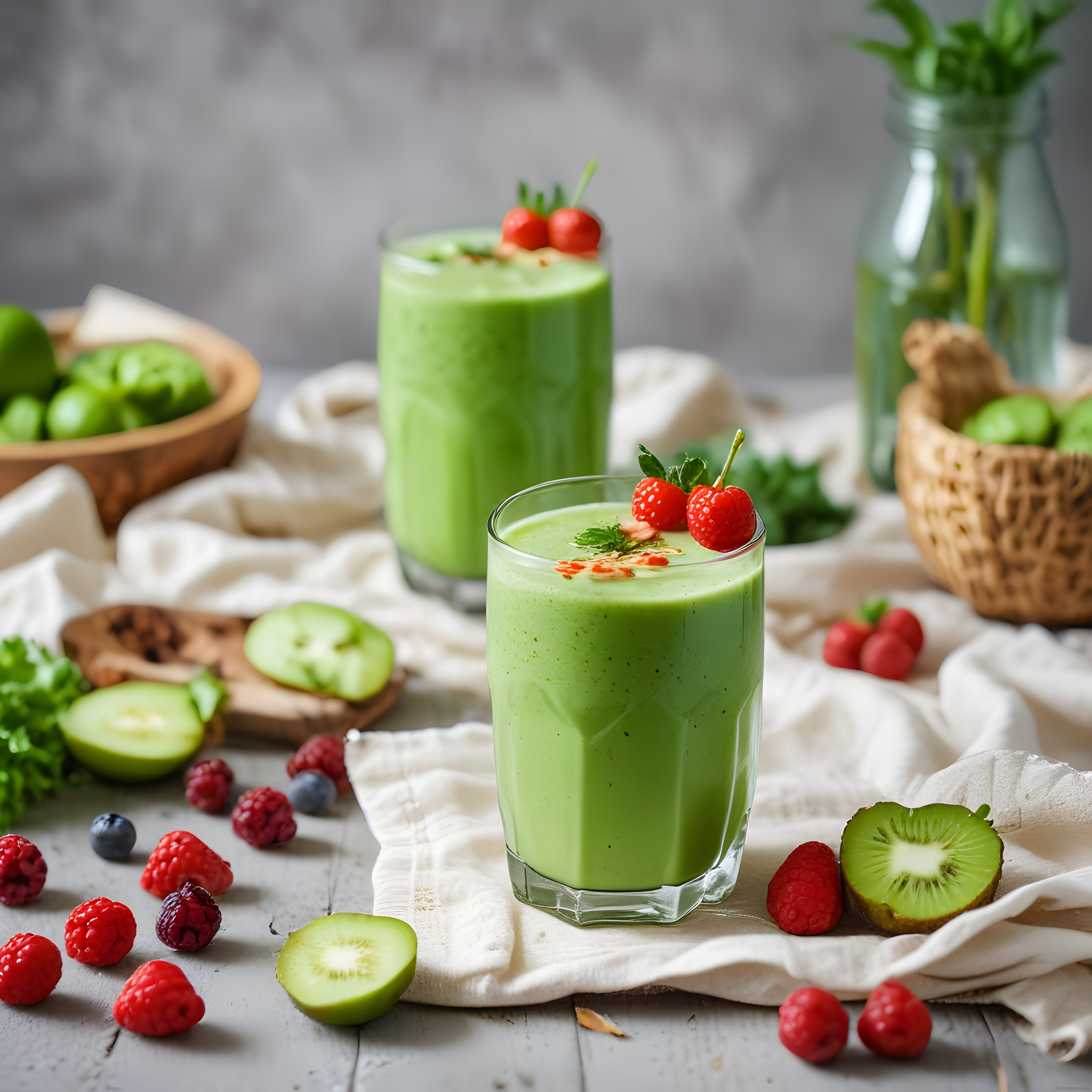 Taze Meyveli Yeşil Smoothie Bardakları: Sağlıklı ve Lezzetli Bir Alternatif